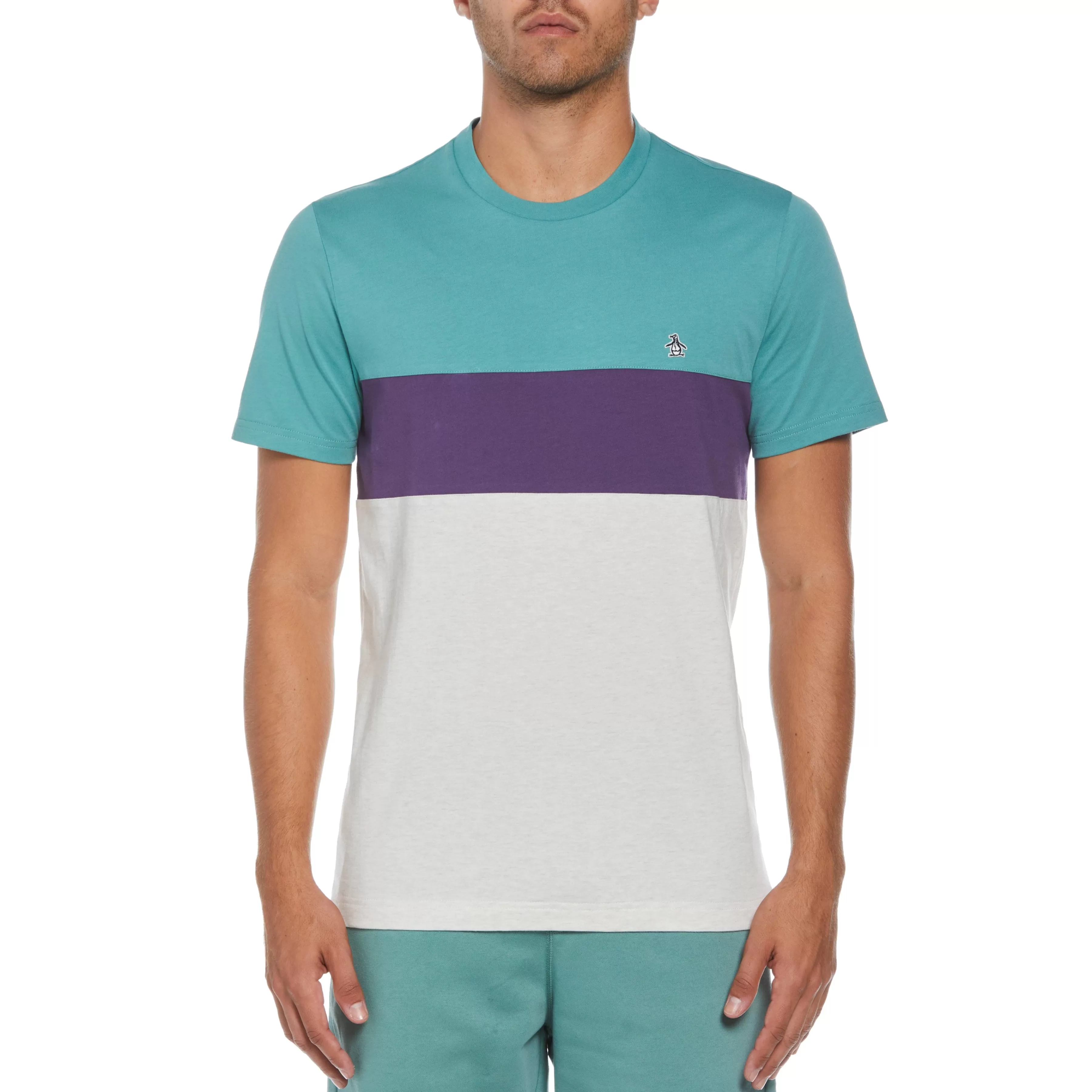 Fashion Heathered Color Block Fashion Tee Men Tees