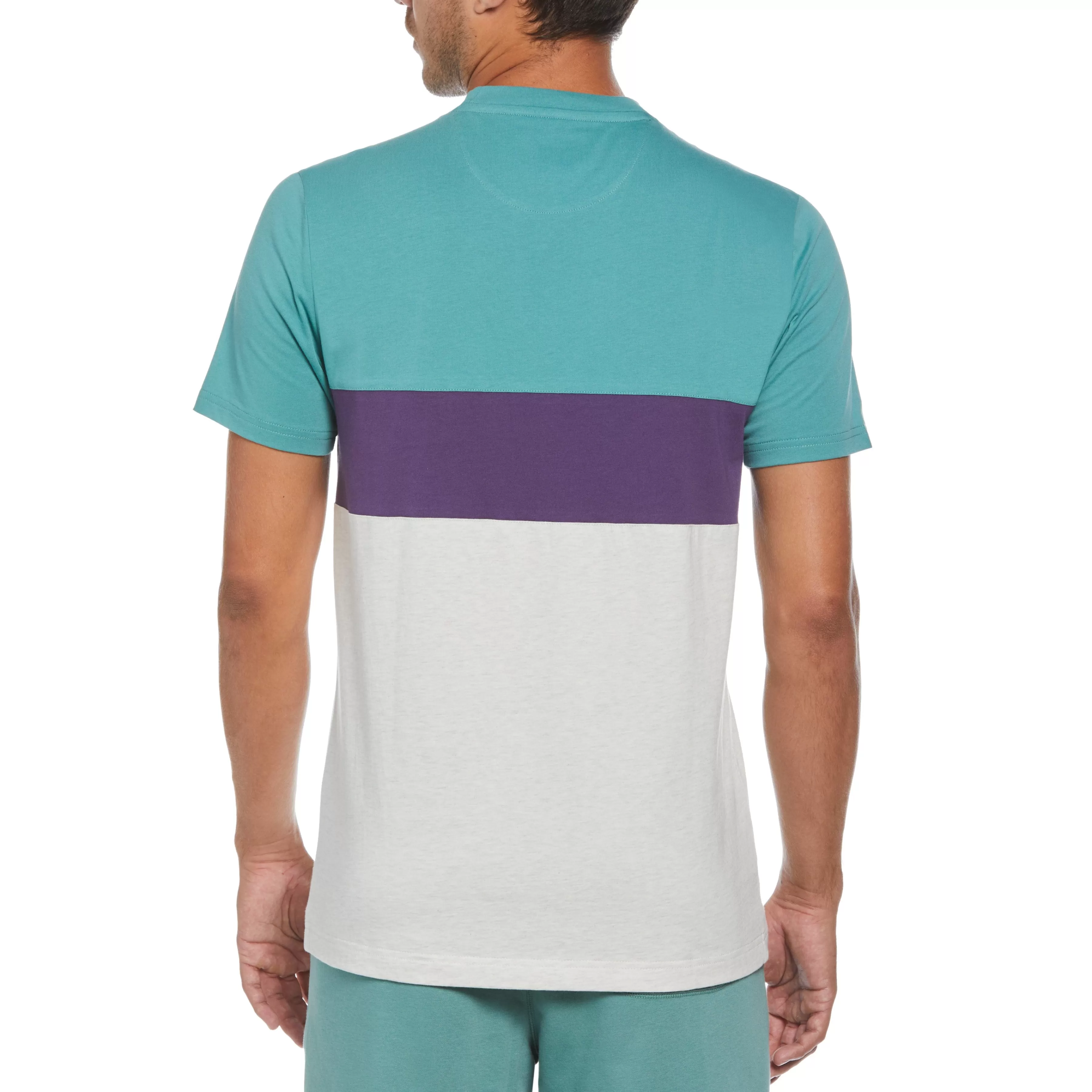 Fashion Heathered Color Block Fashion Tee Men Tees