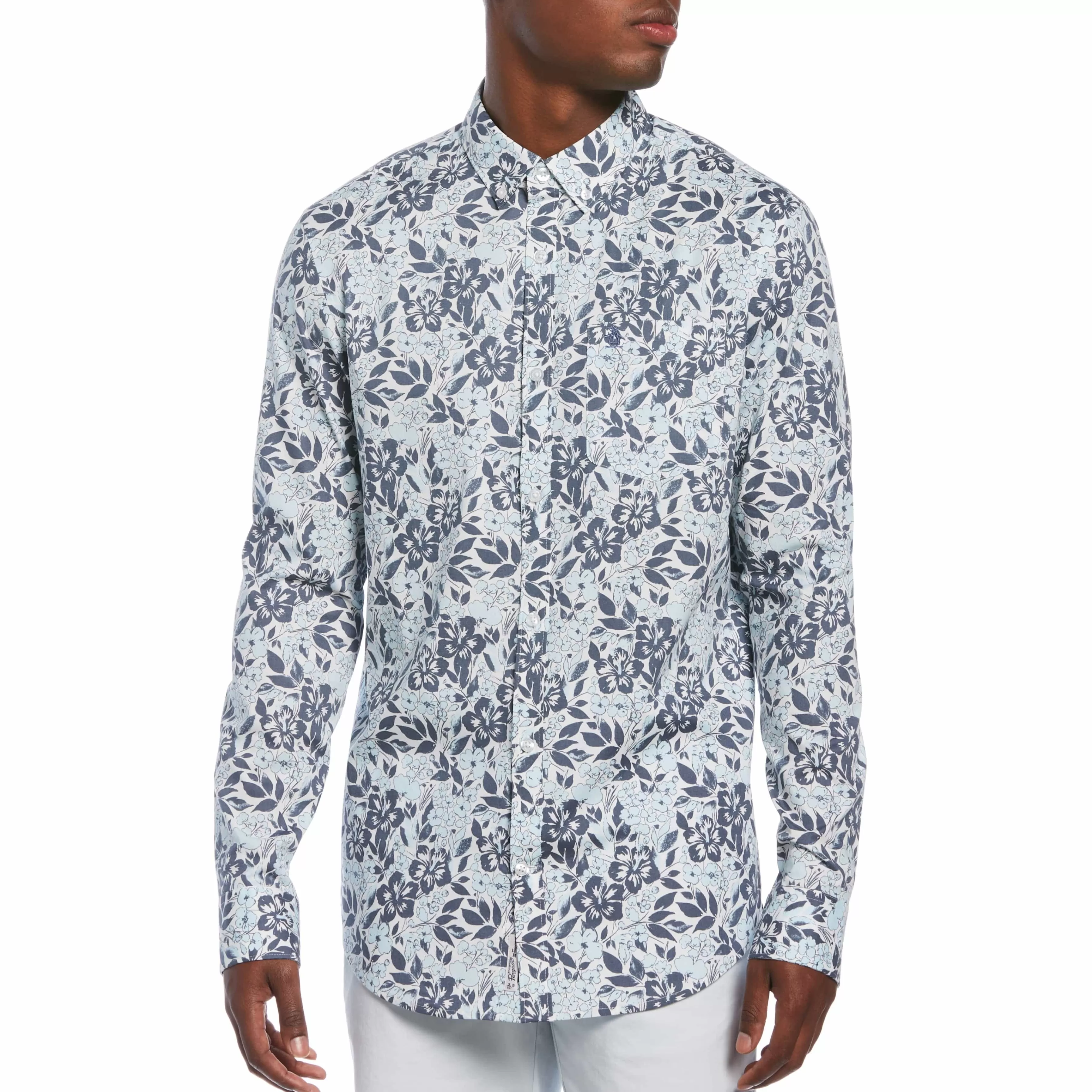 Best Sale Hibiscus Print Stretch Shirt Men Shirts
