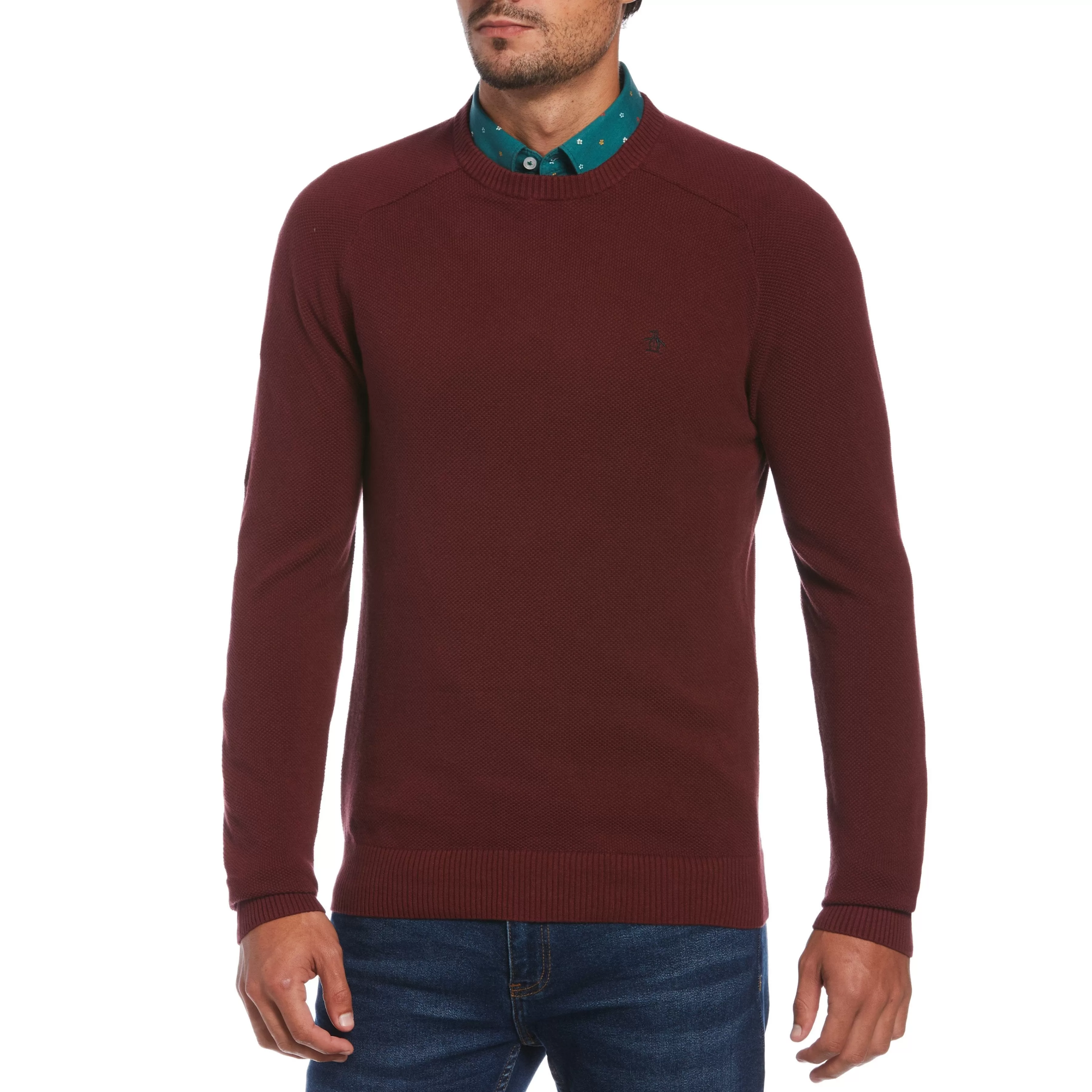 Fashion Honeycomb Pique Crew Neck Sweater Men Sweaters