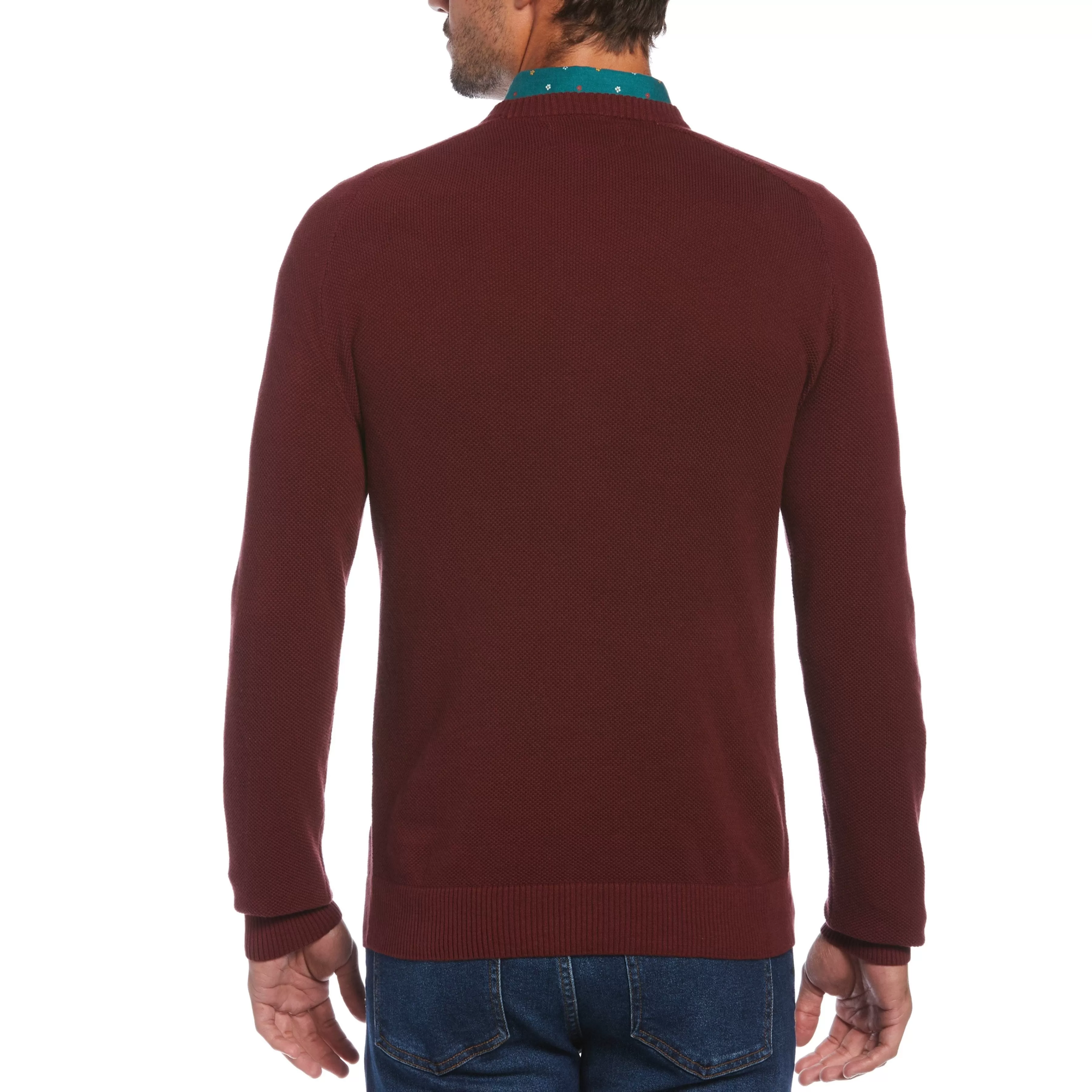 Fashion Honeycomb Pique Crew Neck Sweater Men Sweaters