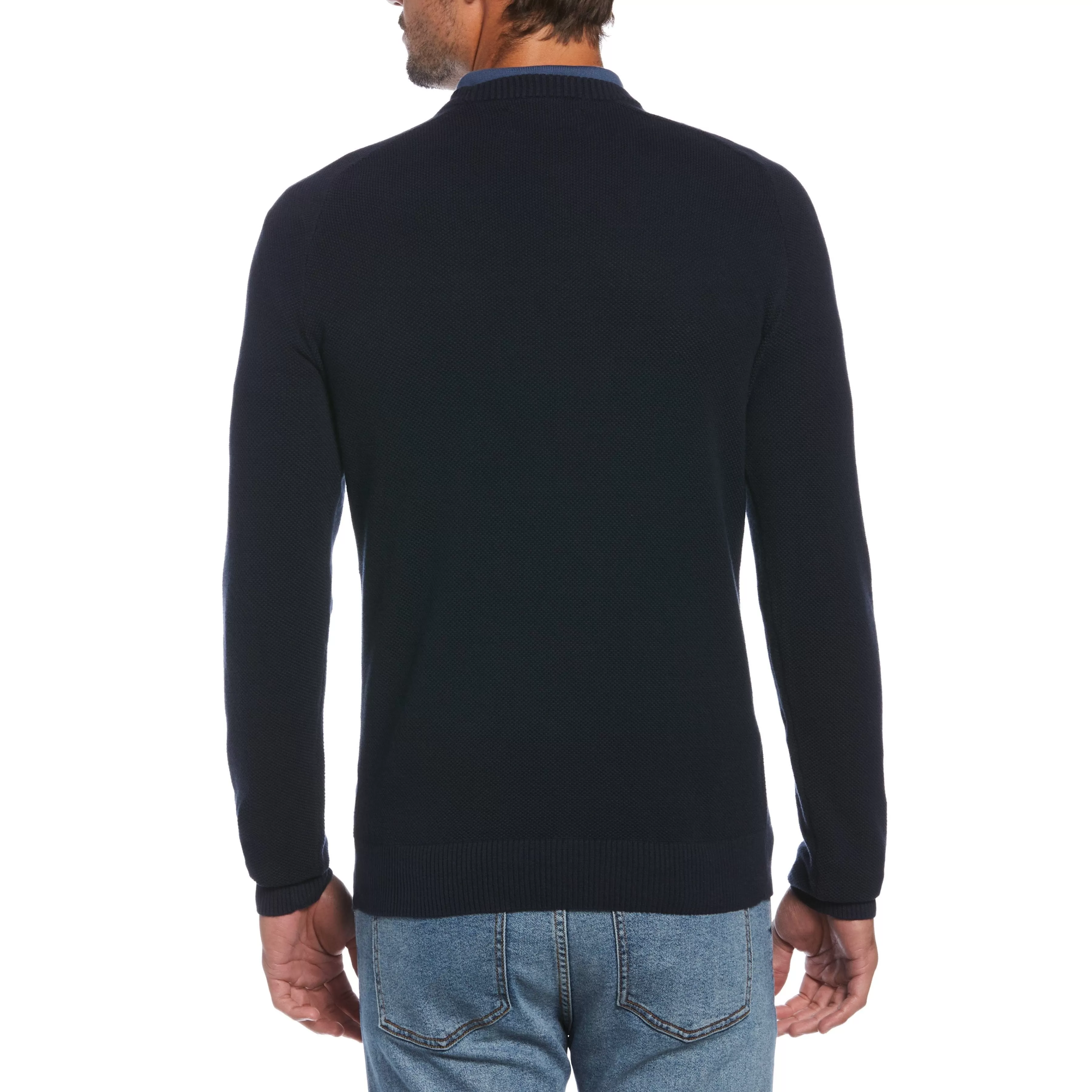 Discount Honeycomb Pique Crew Neck Sweater Men Sweaters