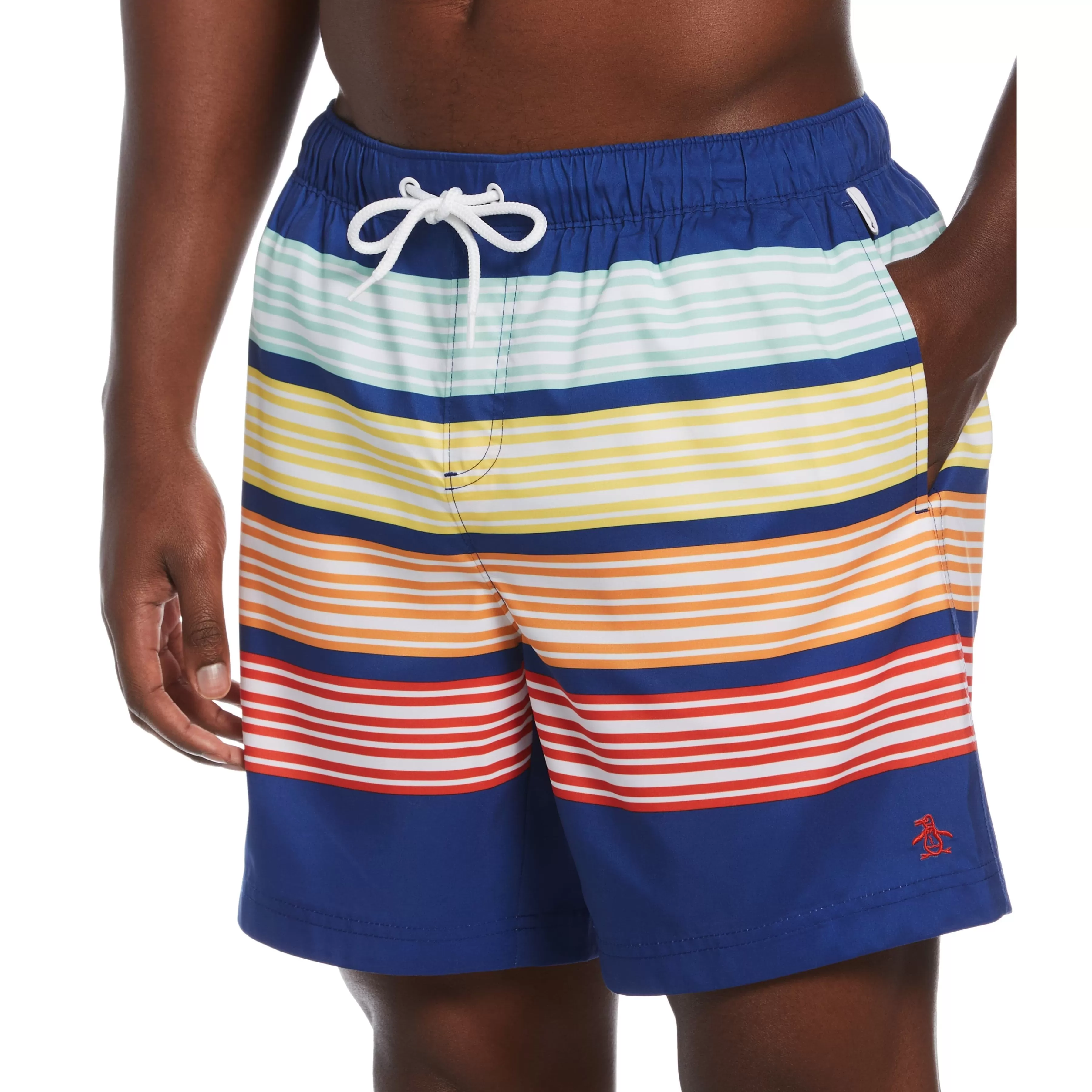 Online Horizontal Stripe Print Swim Shorts Men Swim