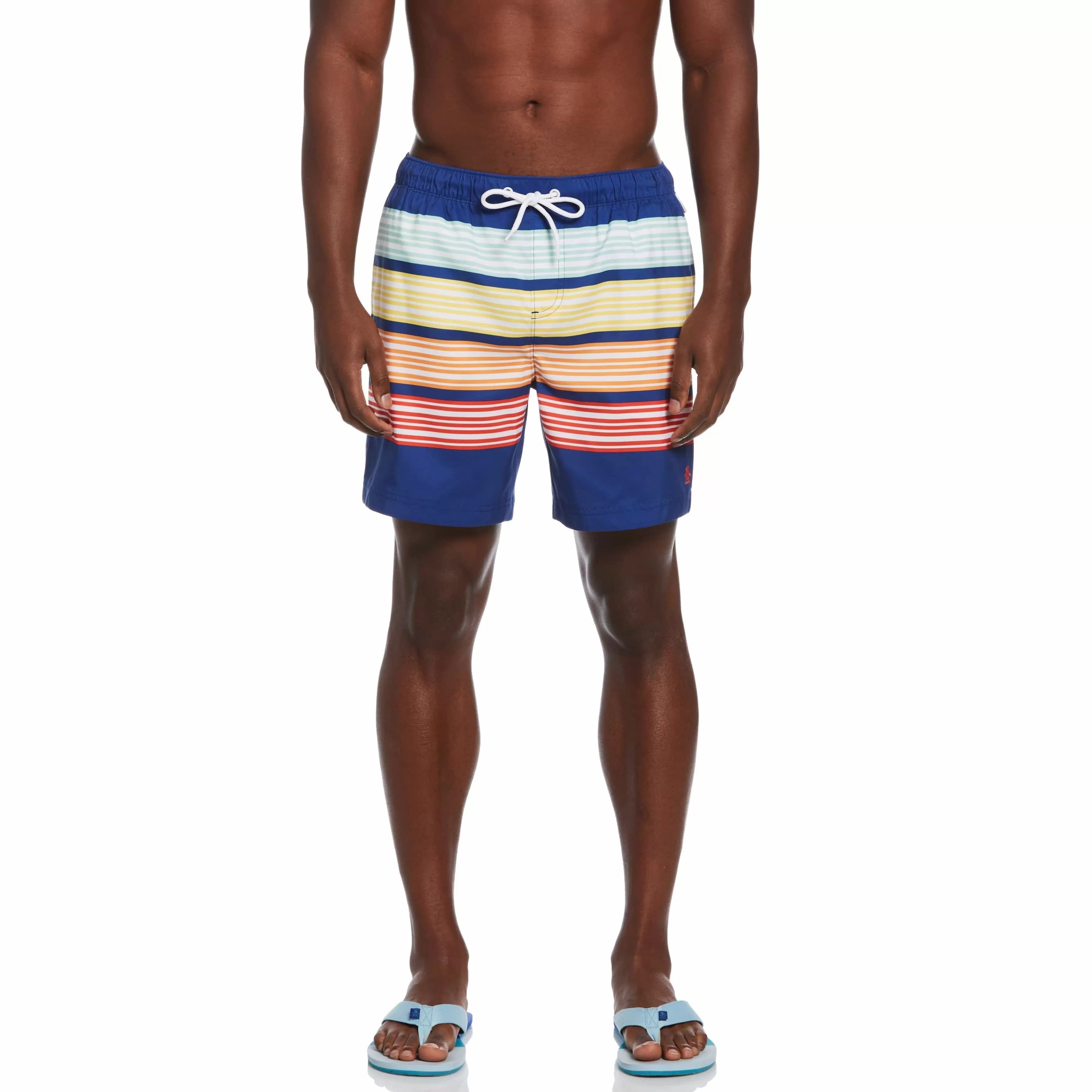 Online Horizontal Stripe Print Swim Shorts Men Swim