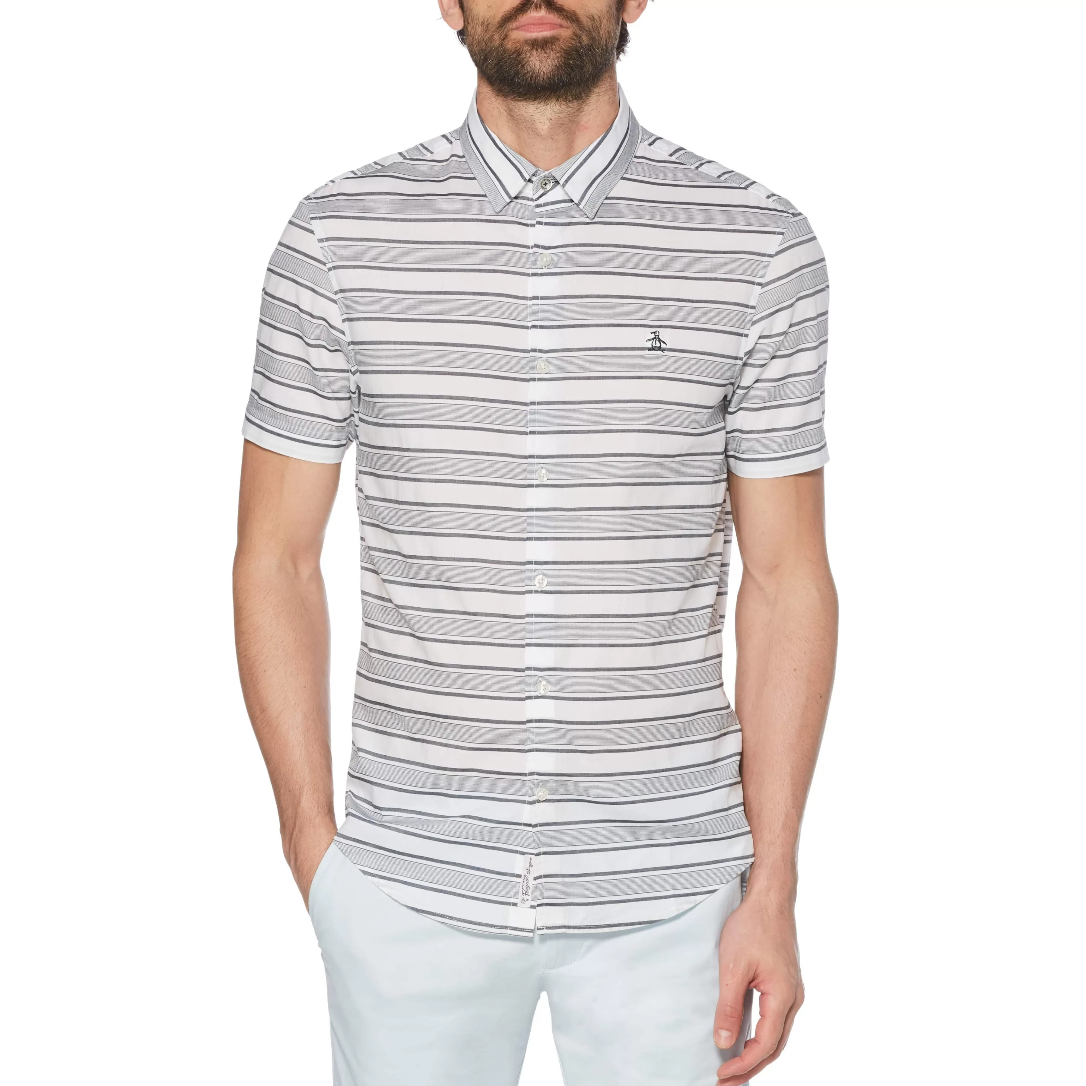 New Horizontal Stripe Shirt Men Shirts
