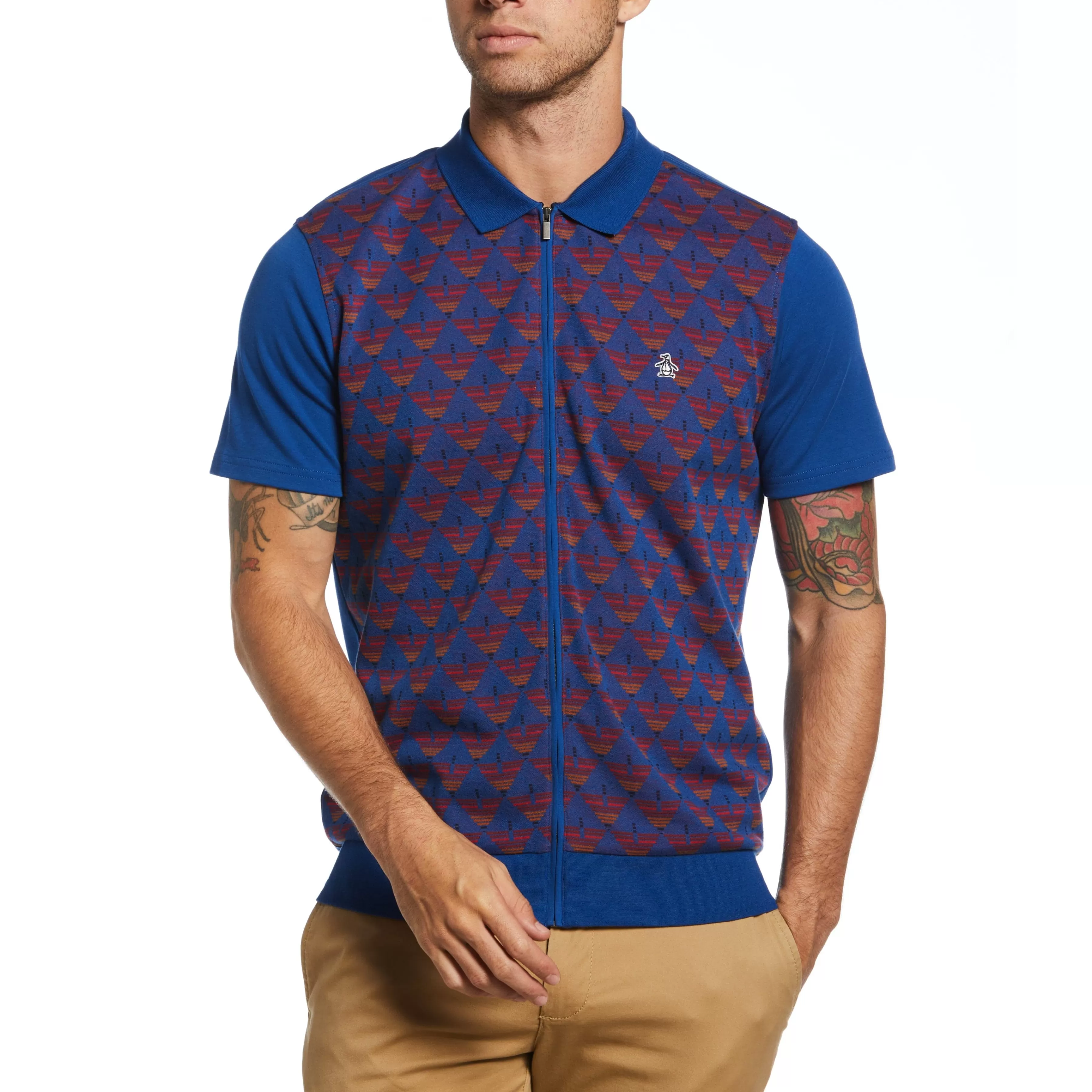 Discount Interlock Geo Print Polo Men Polos