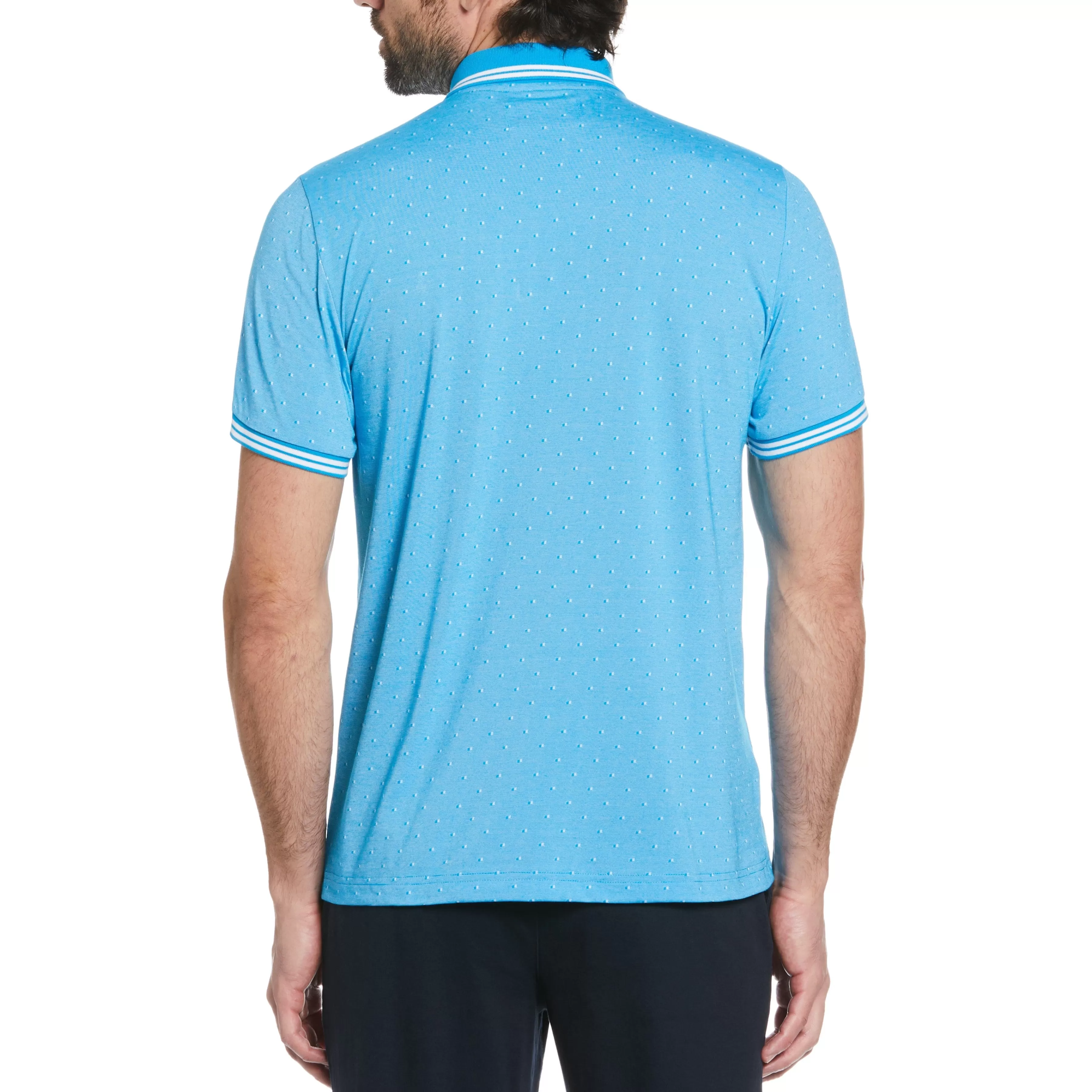 Cheap Jacquard Allover Dobby Print Polo Men Polos