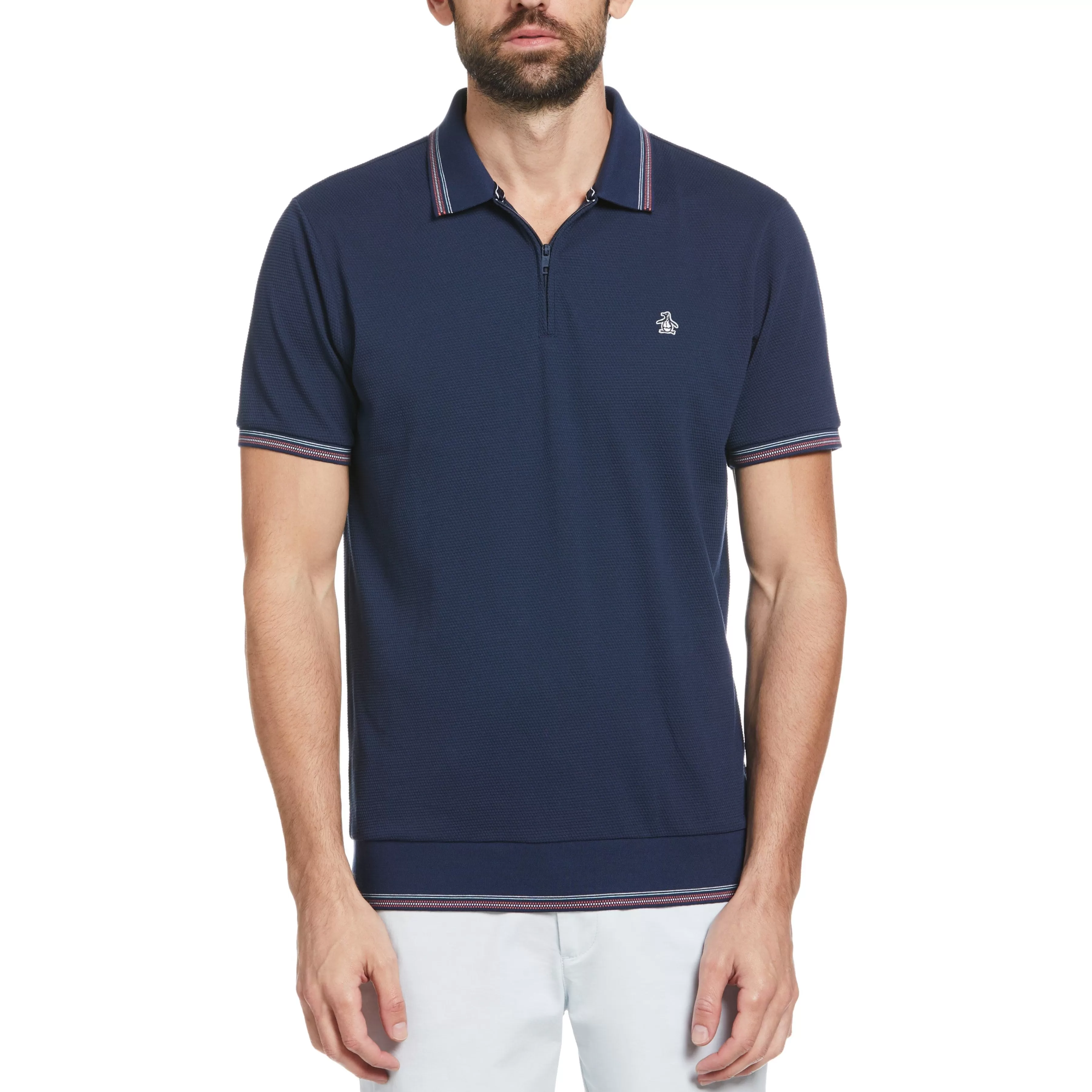 New Jacquard Zip Polo Men Polos