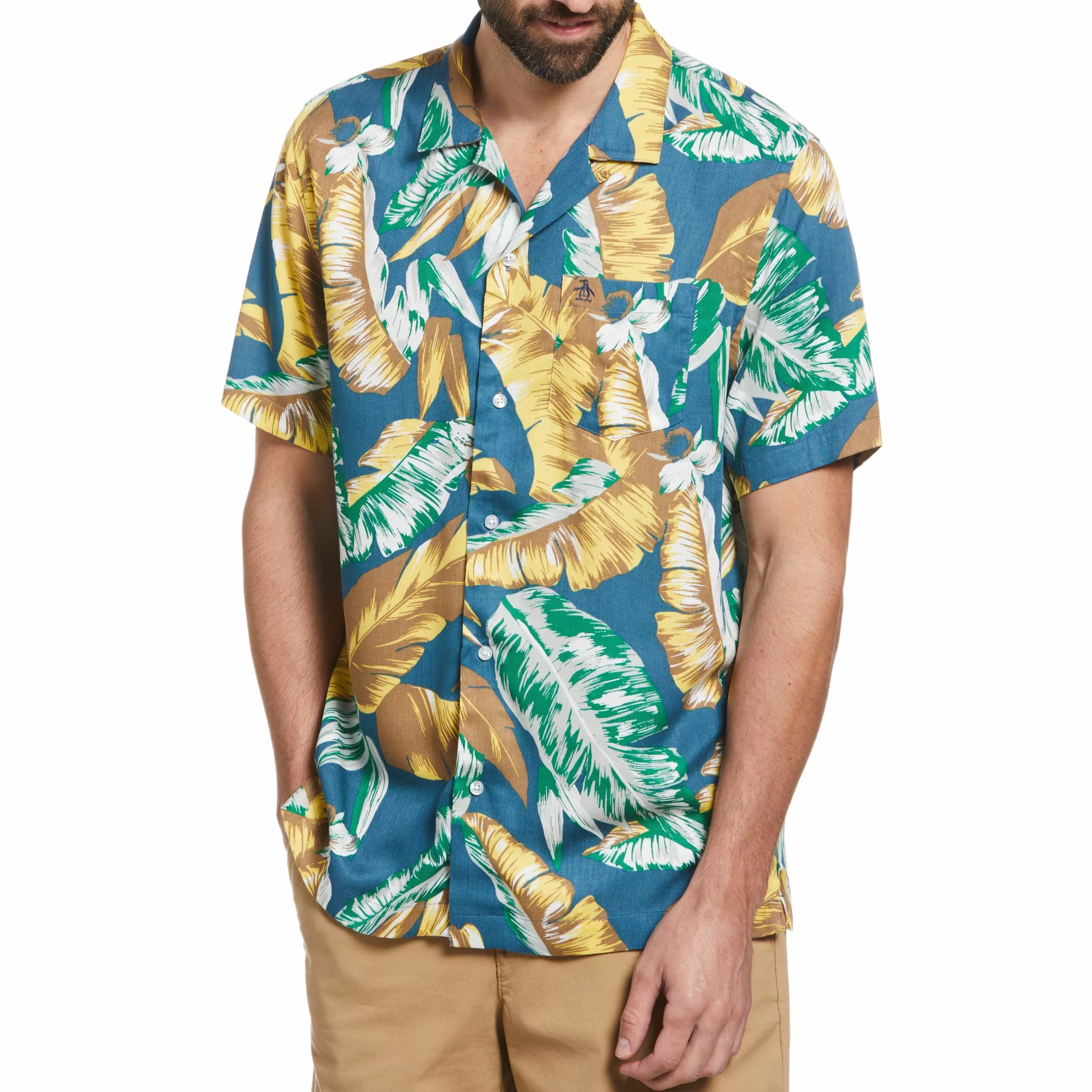 Clearance Leaf Print Shirt Men Shirts