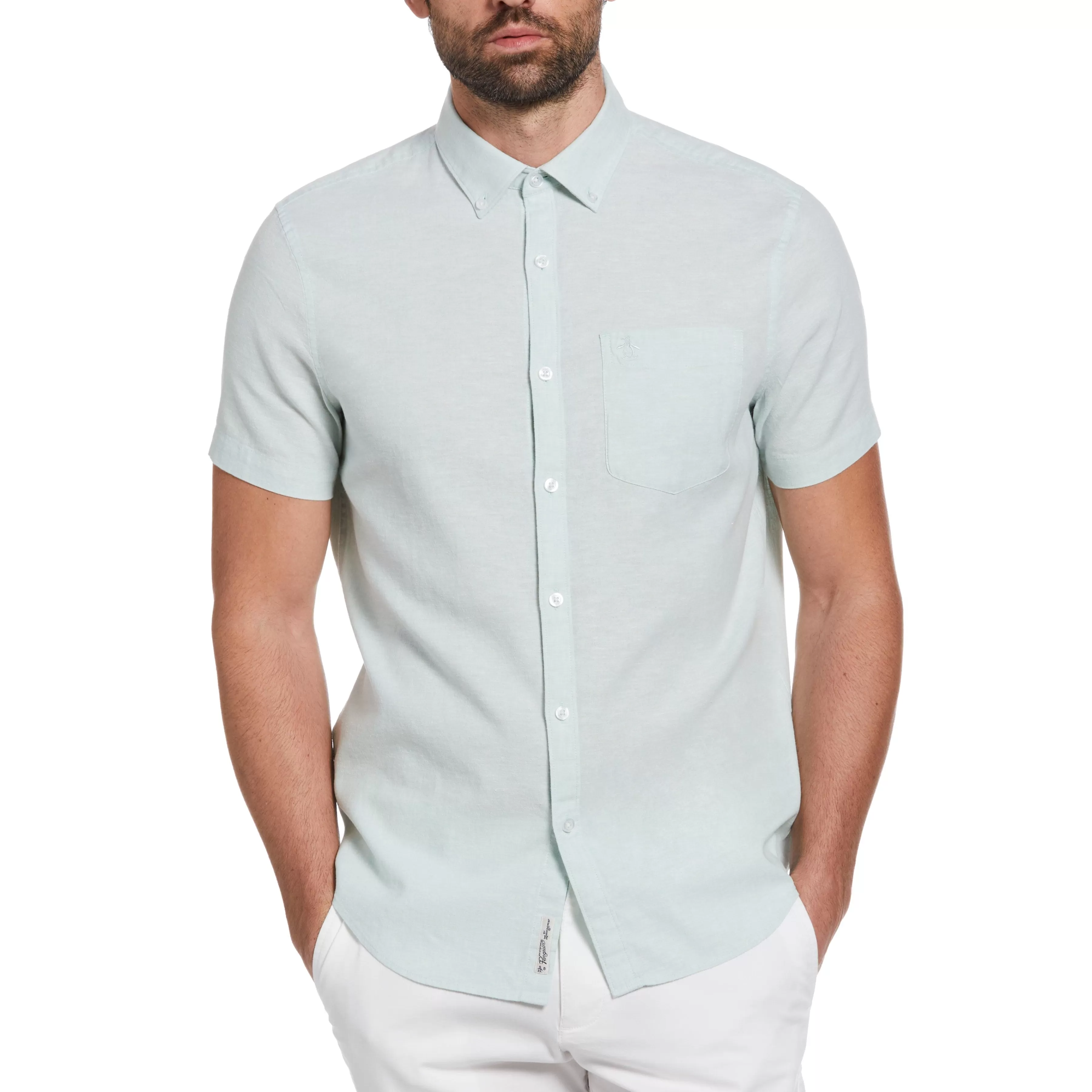 Outlet Linen Blend Shirt Men Shirts