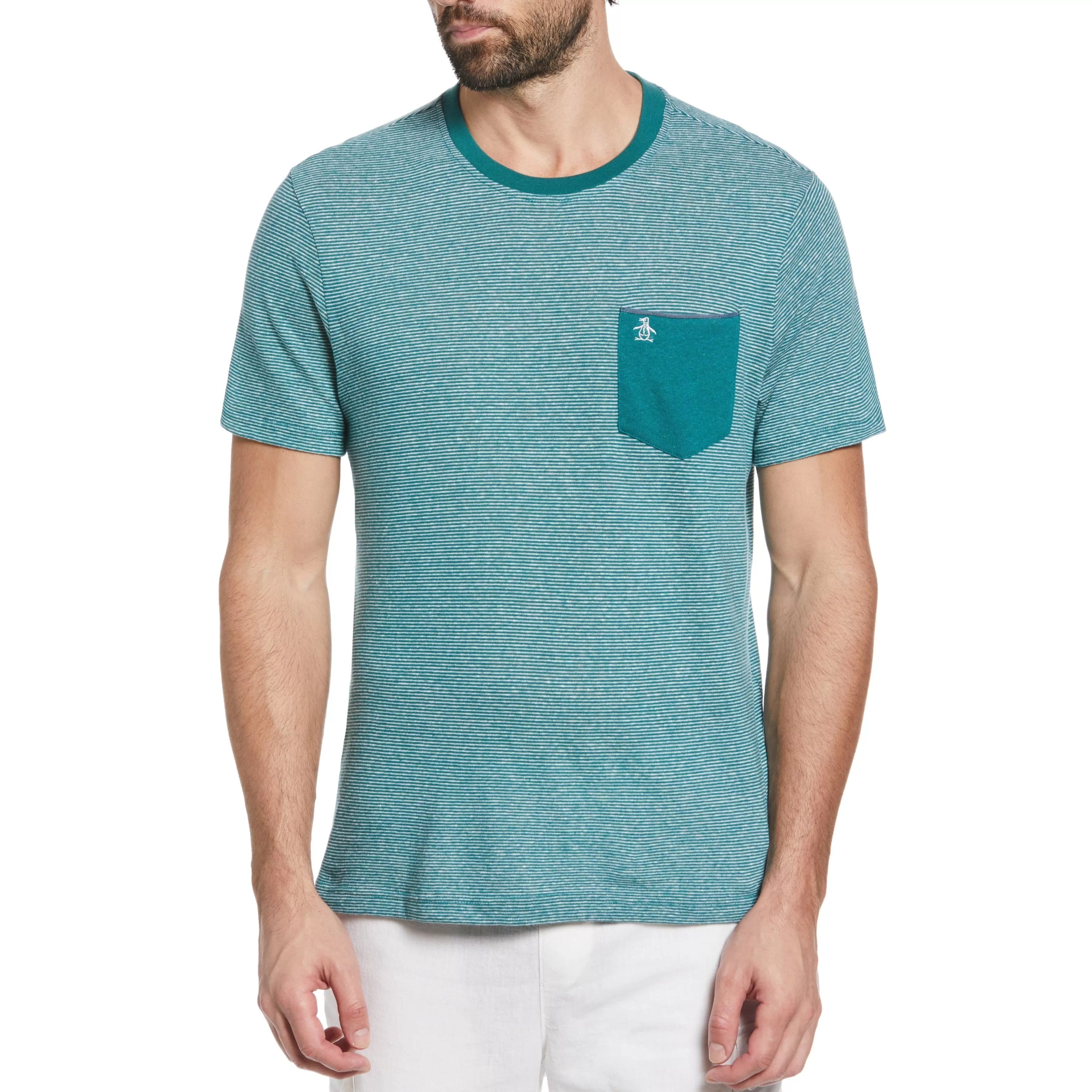 Best Sale Linen Blend Striped Tee Men Tees
