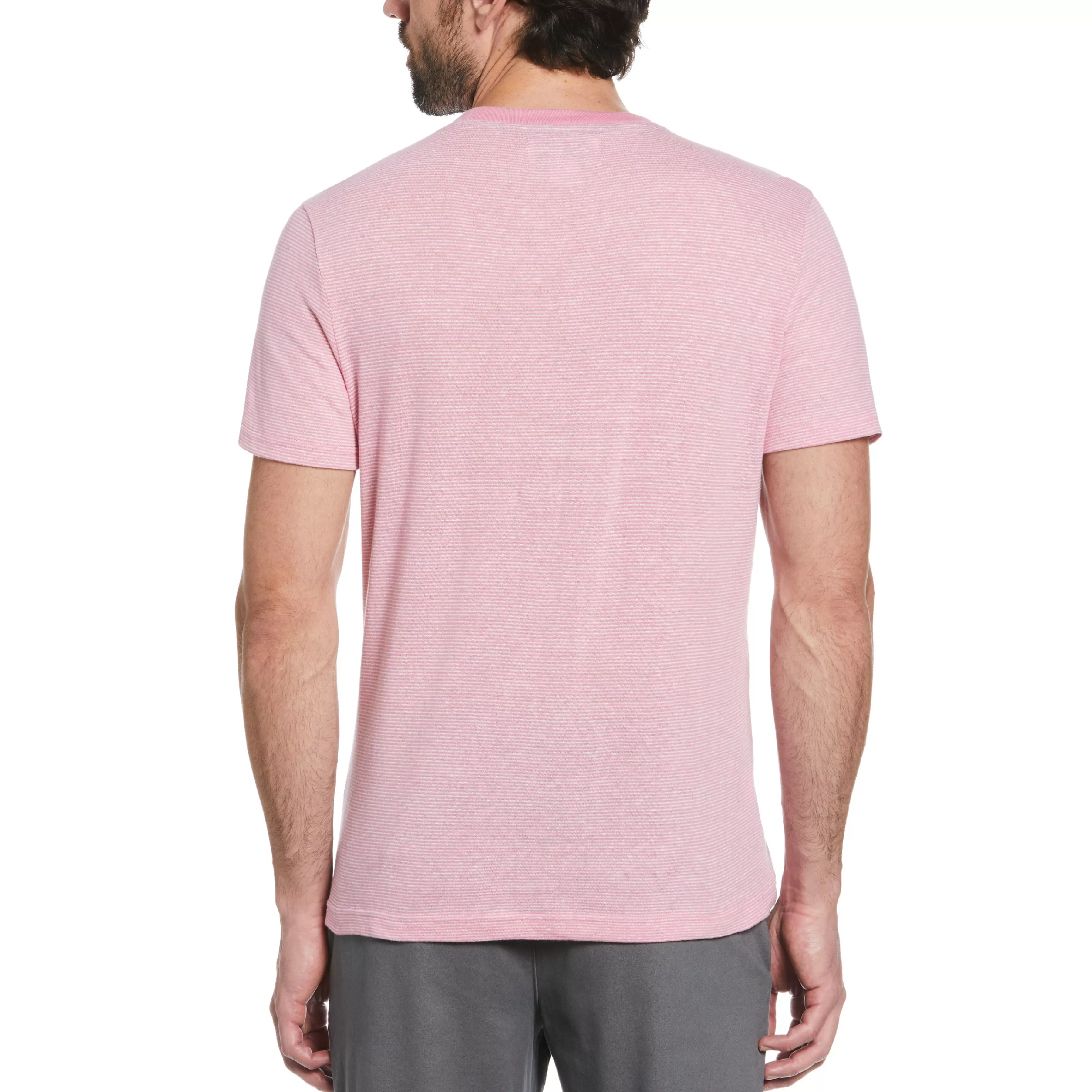 Cheap Linen Blend Striped Tee Men Tees