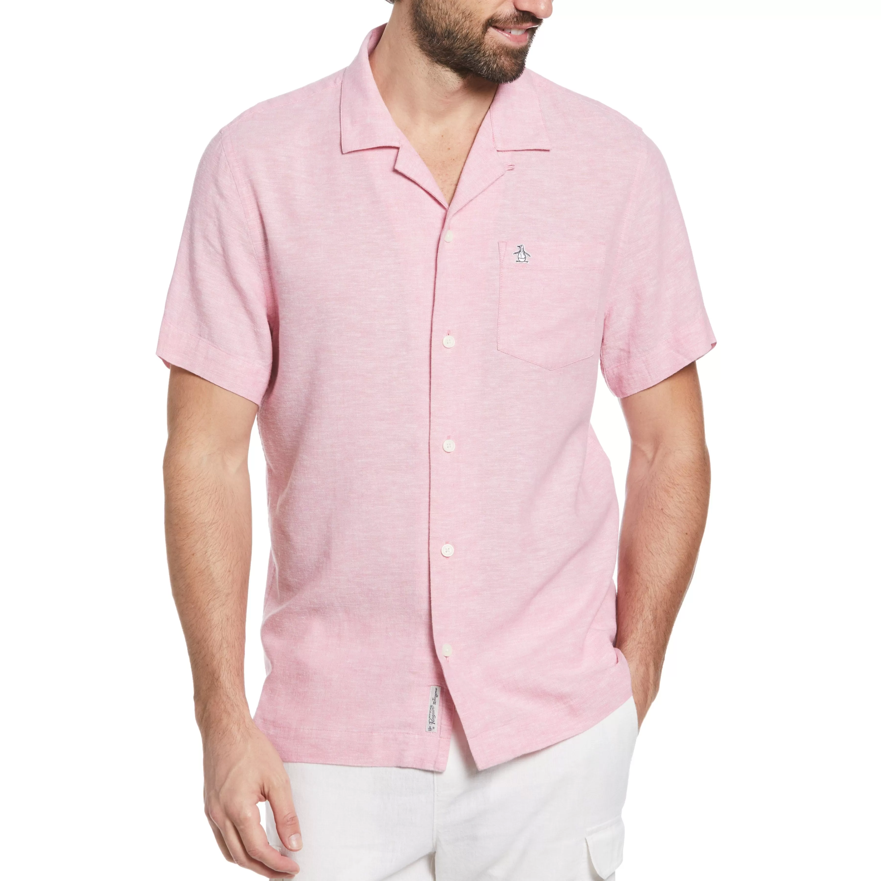 Cheap Linen Ecovero™ Blend Camp Collar Shirt Men Shirts