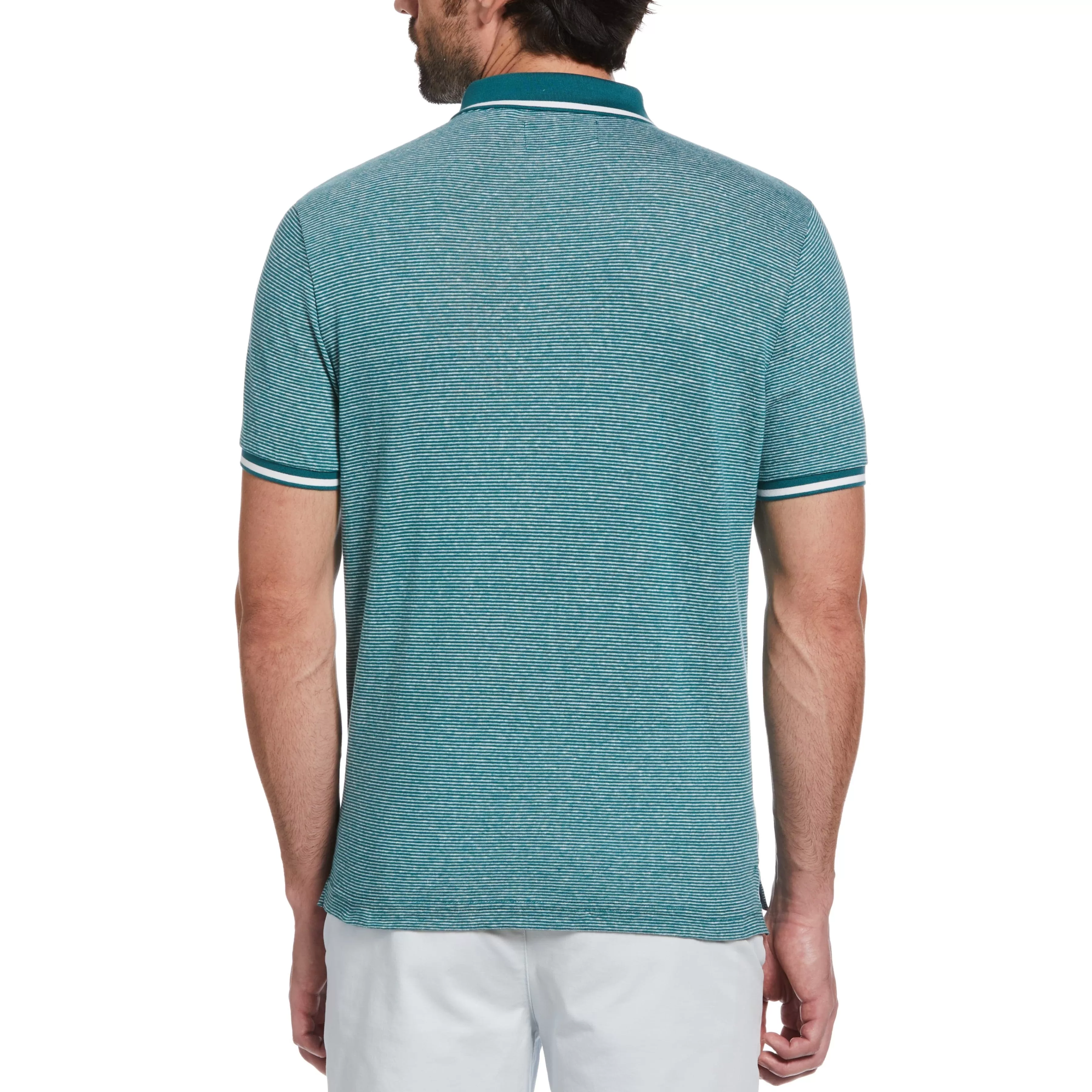 New Micro Stripe Tipped Collar Polo Men Polos