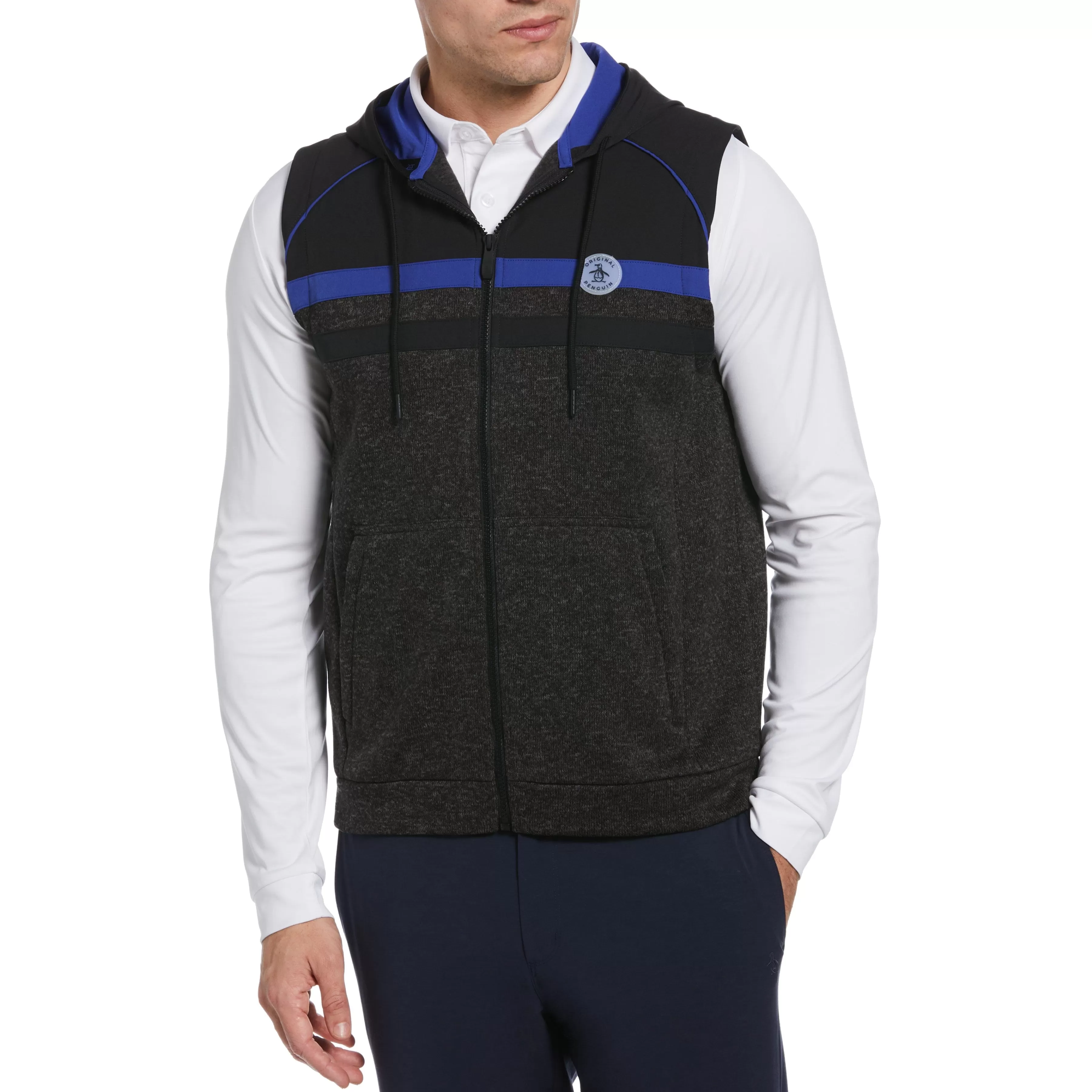 Best Mixed Media Fleece Golf Hoodie Vest Men Jackets & Vests