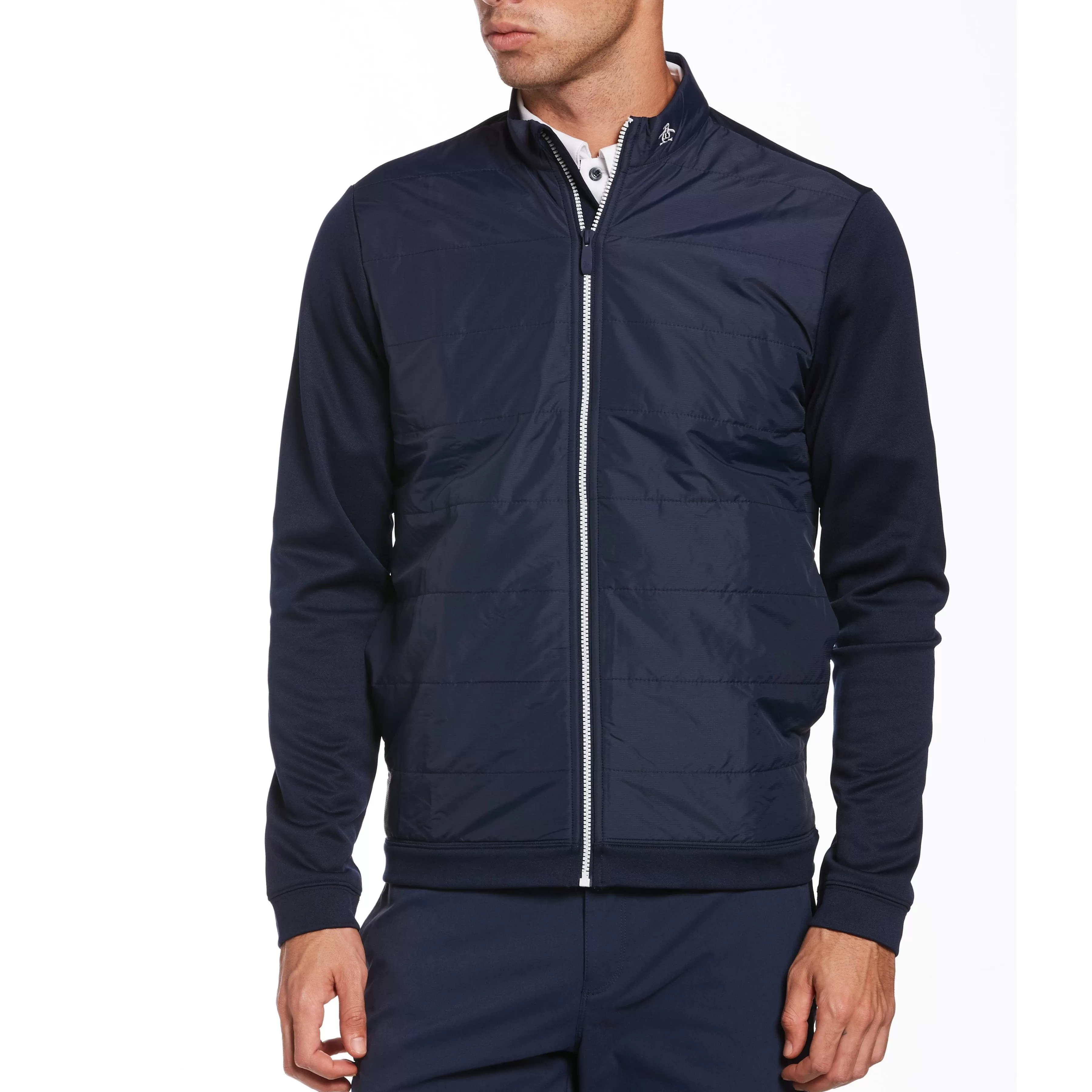 Hot Mixed Media Knit Golf Jacket Men Jackets & Vests