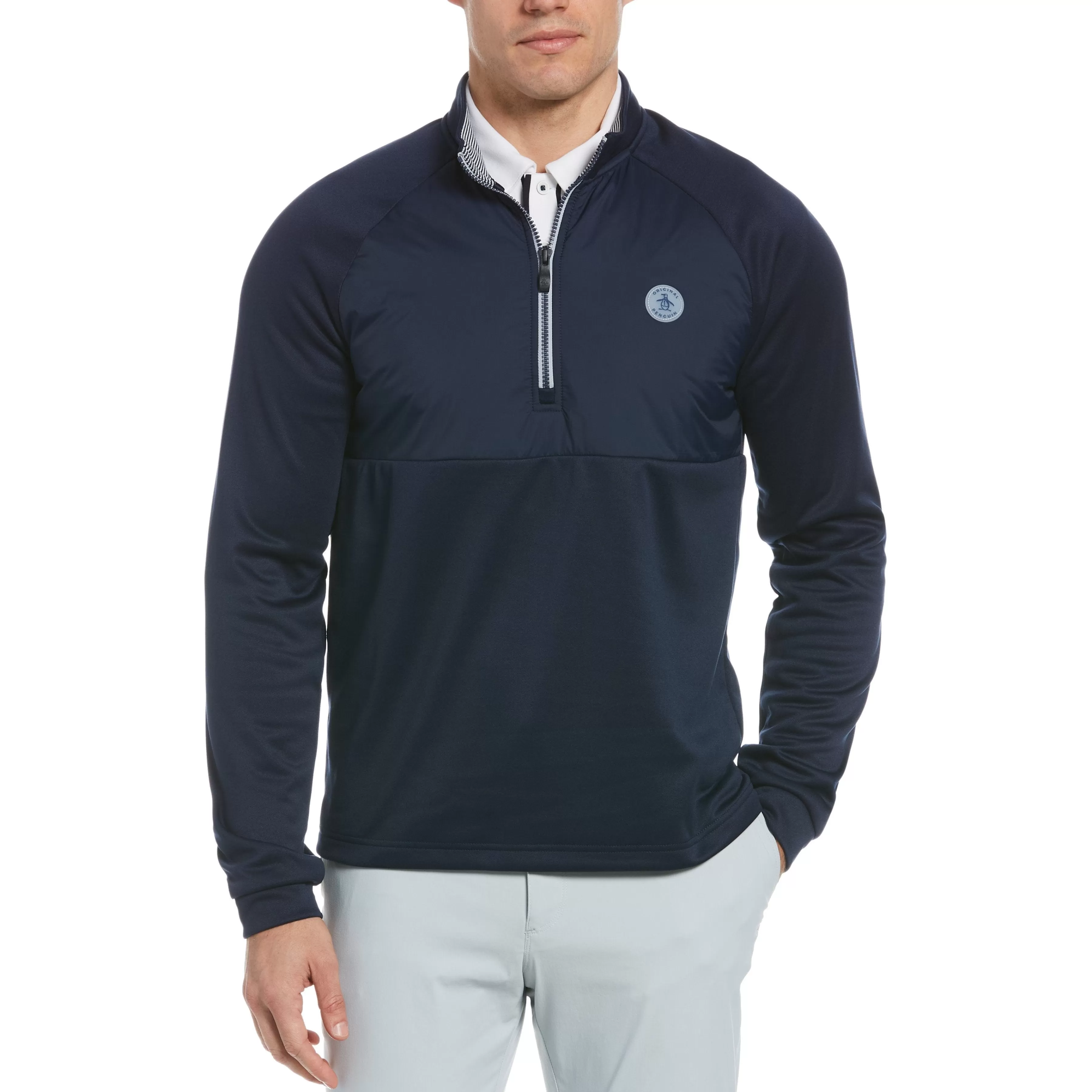 Cheap Mixed Media Quarter Zip Golf Pullover Men Jackets & Vests