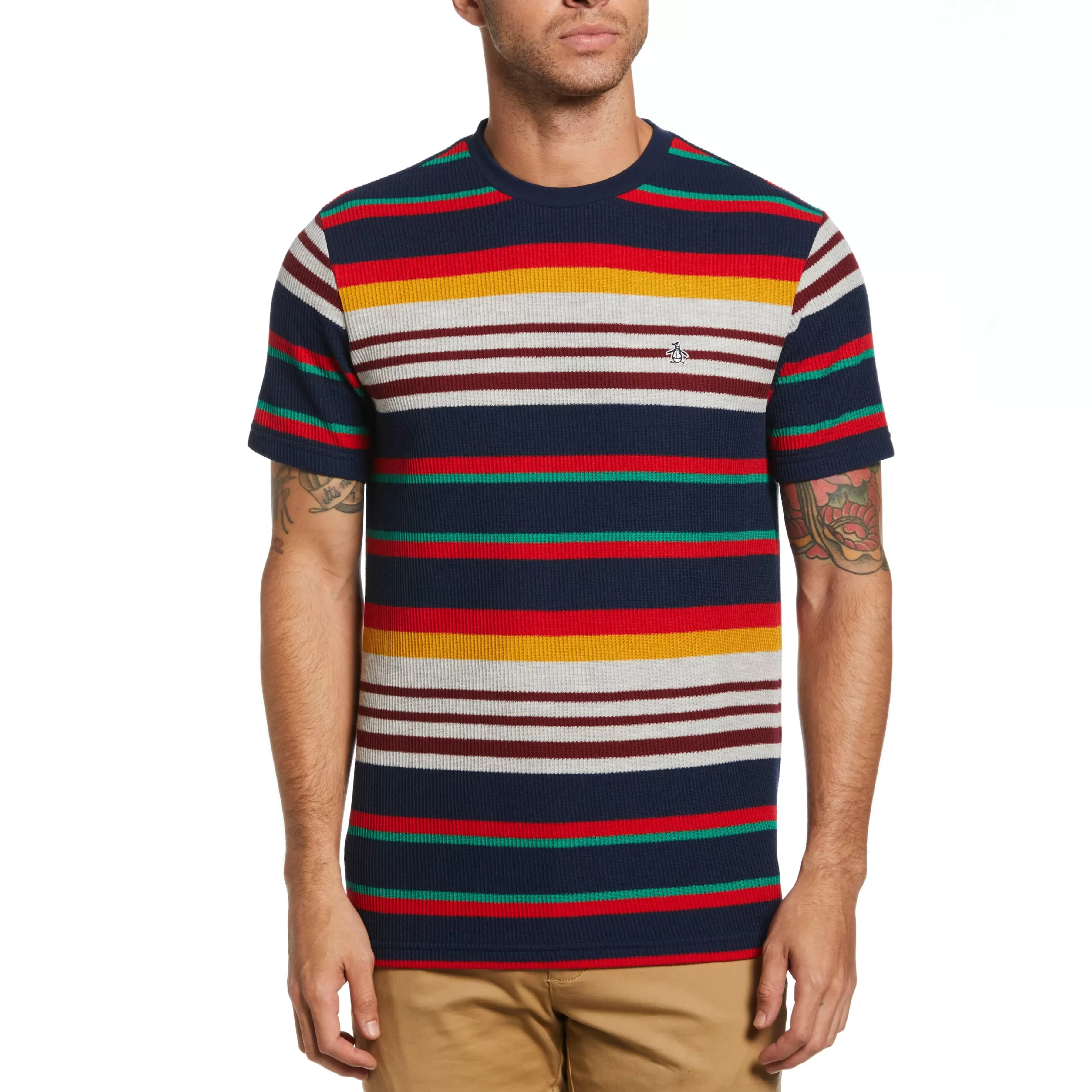Sale Multi Stripe Waffle Tee Men Tees
