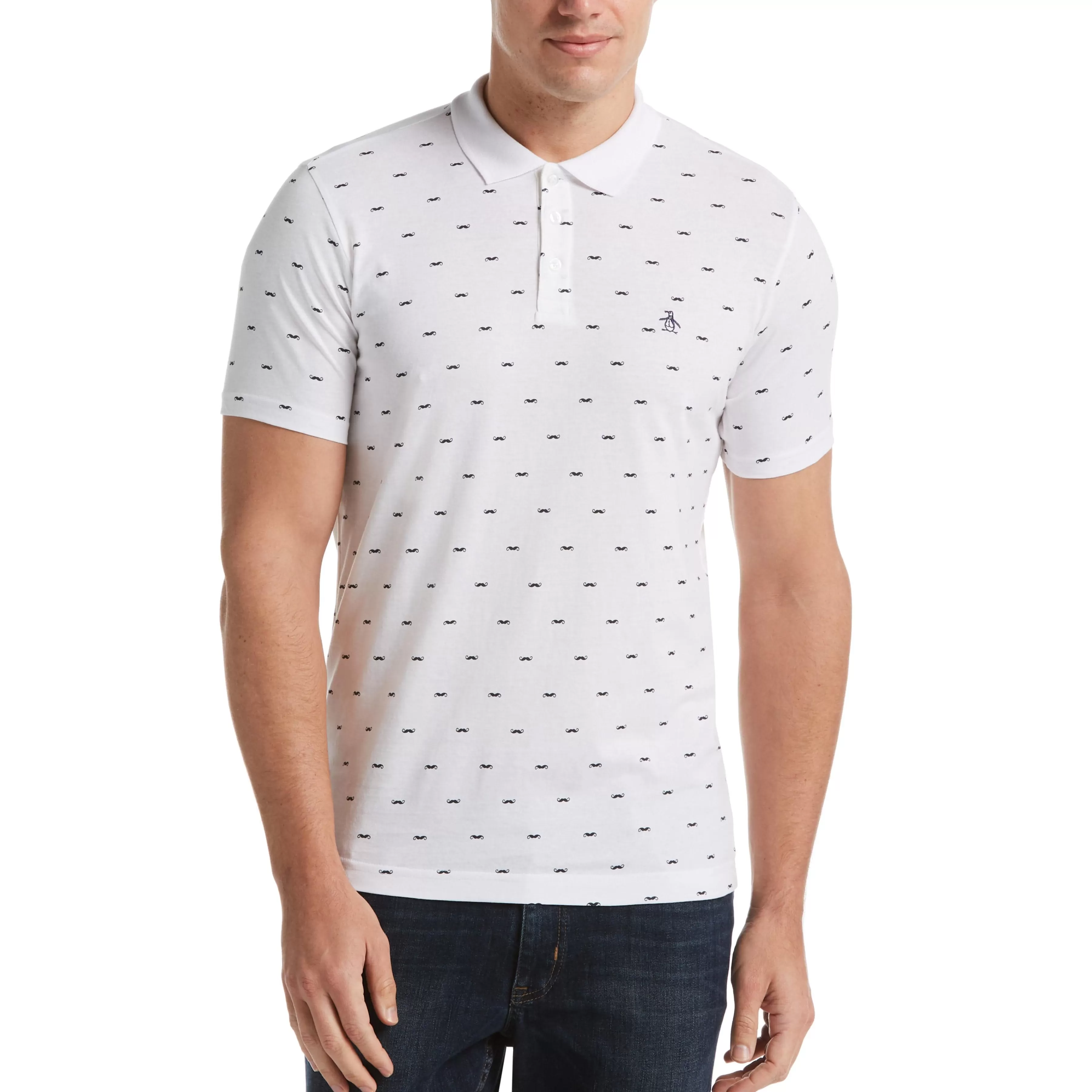 Outlet Mustache Print Polo Men Polos