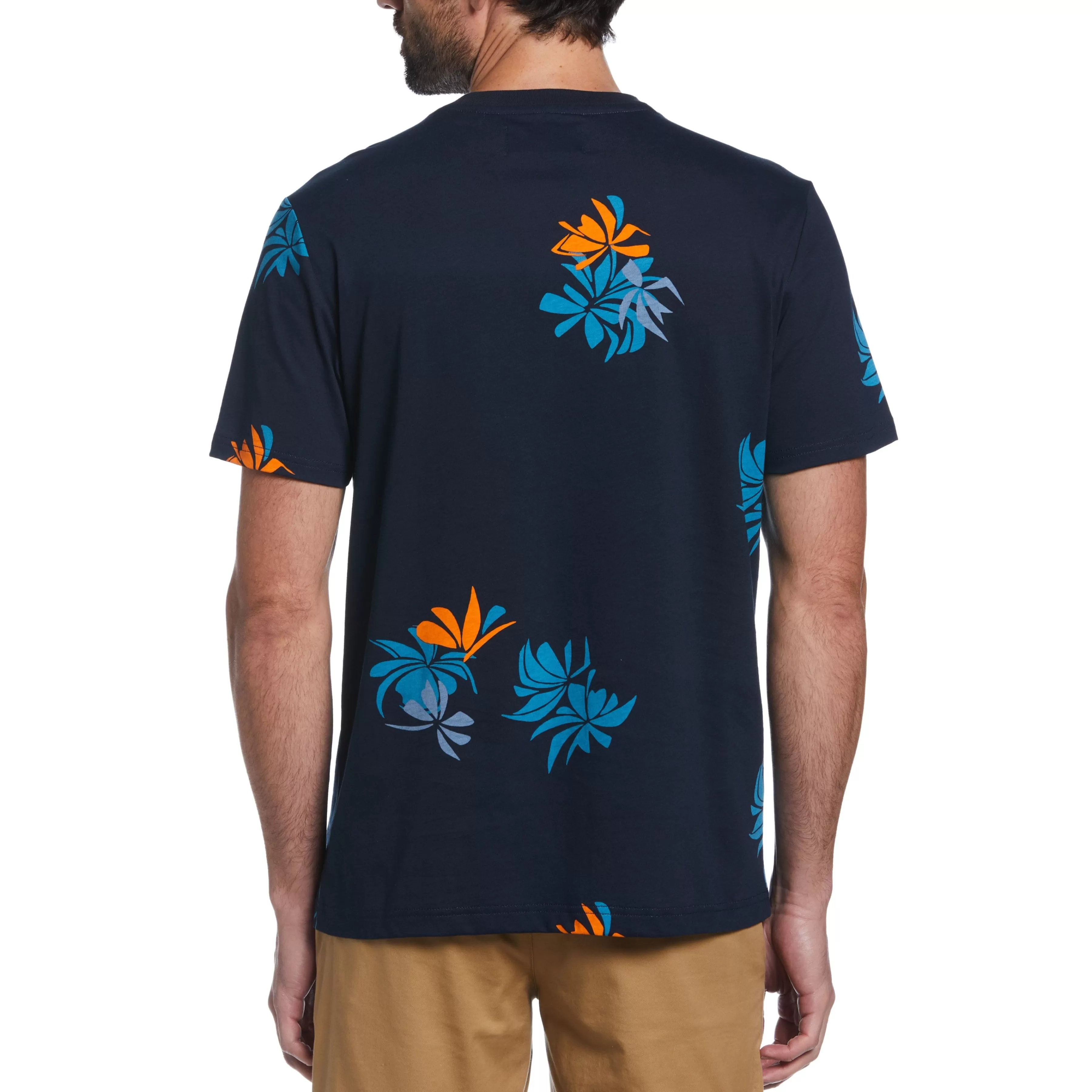Hot Organic Cotton Floral Print Tee Men Tees