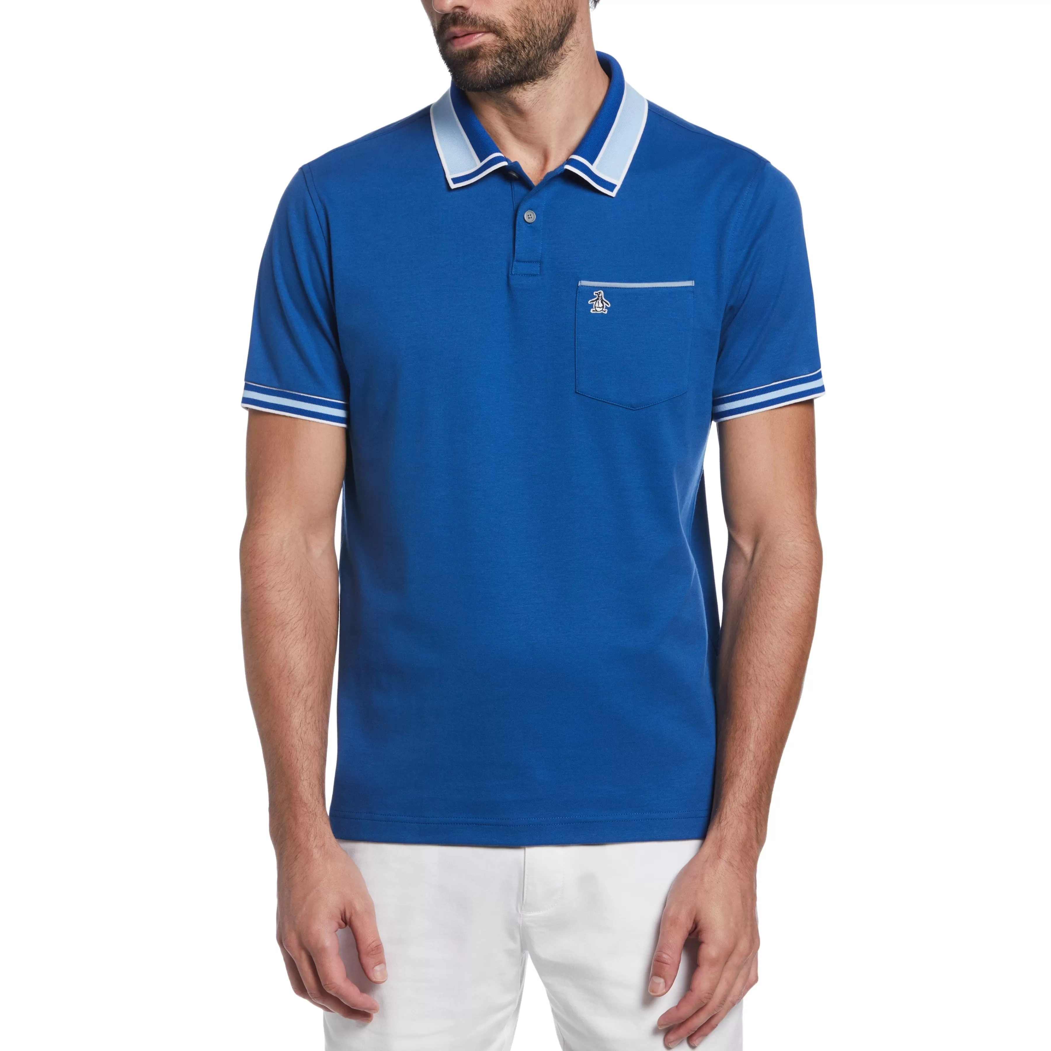 New Organic Cotton Stripe Collar Polo Men Polos