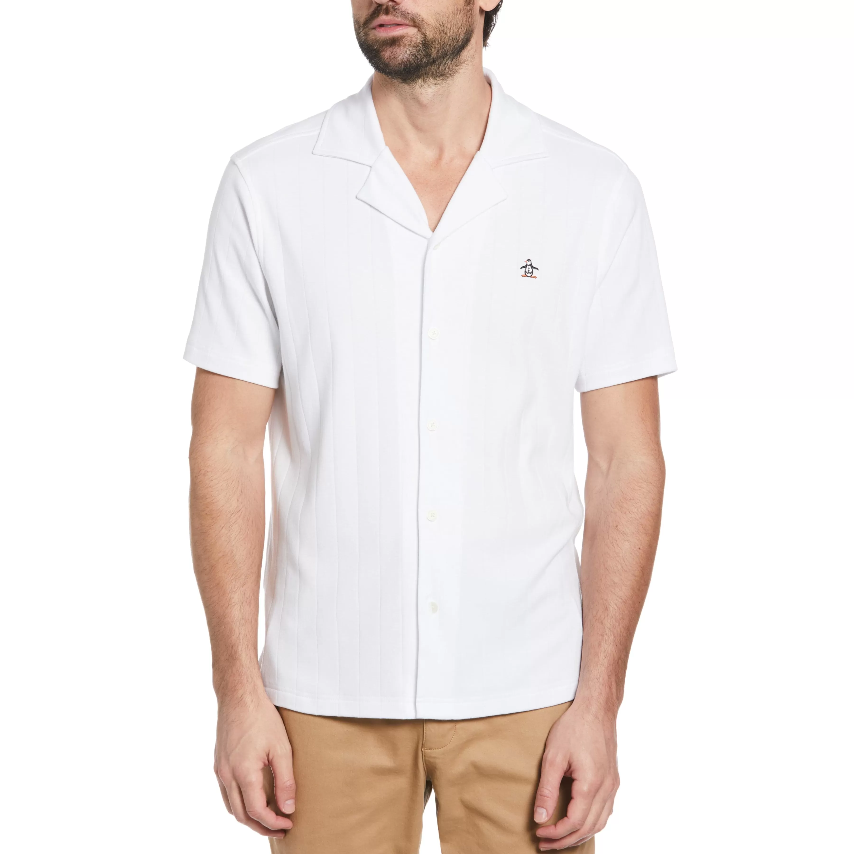 Outlet Organic Cotton Striped Shirt With Camp Collar Men Shirts
