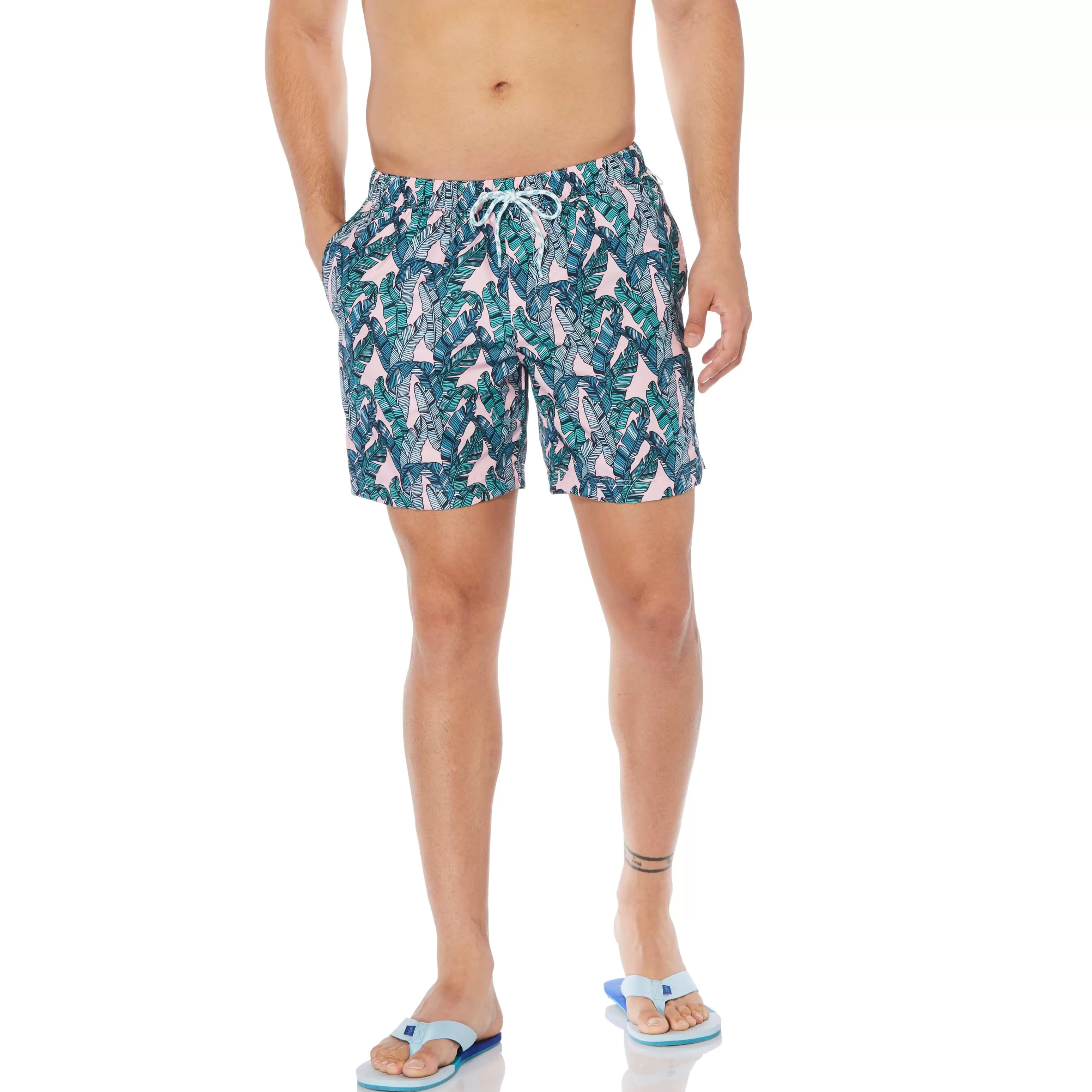 Sale Packable Leaf Print Swim Short Men Swim