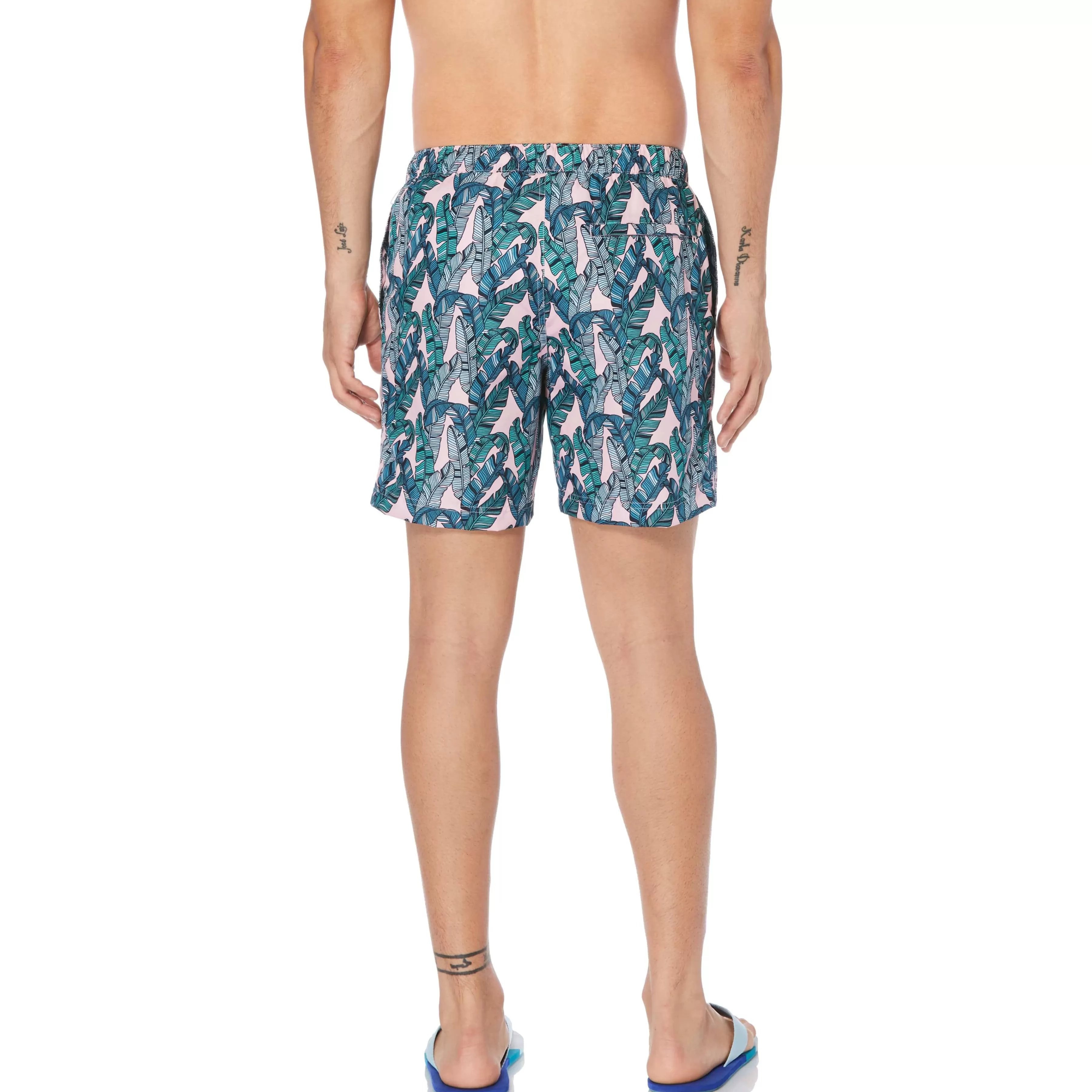 Sale Packable Leaf Print Swim Short Men Swim