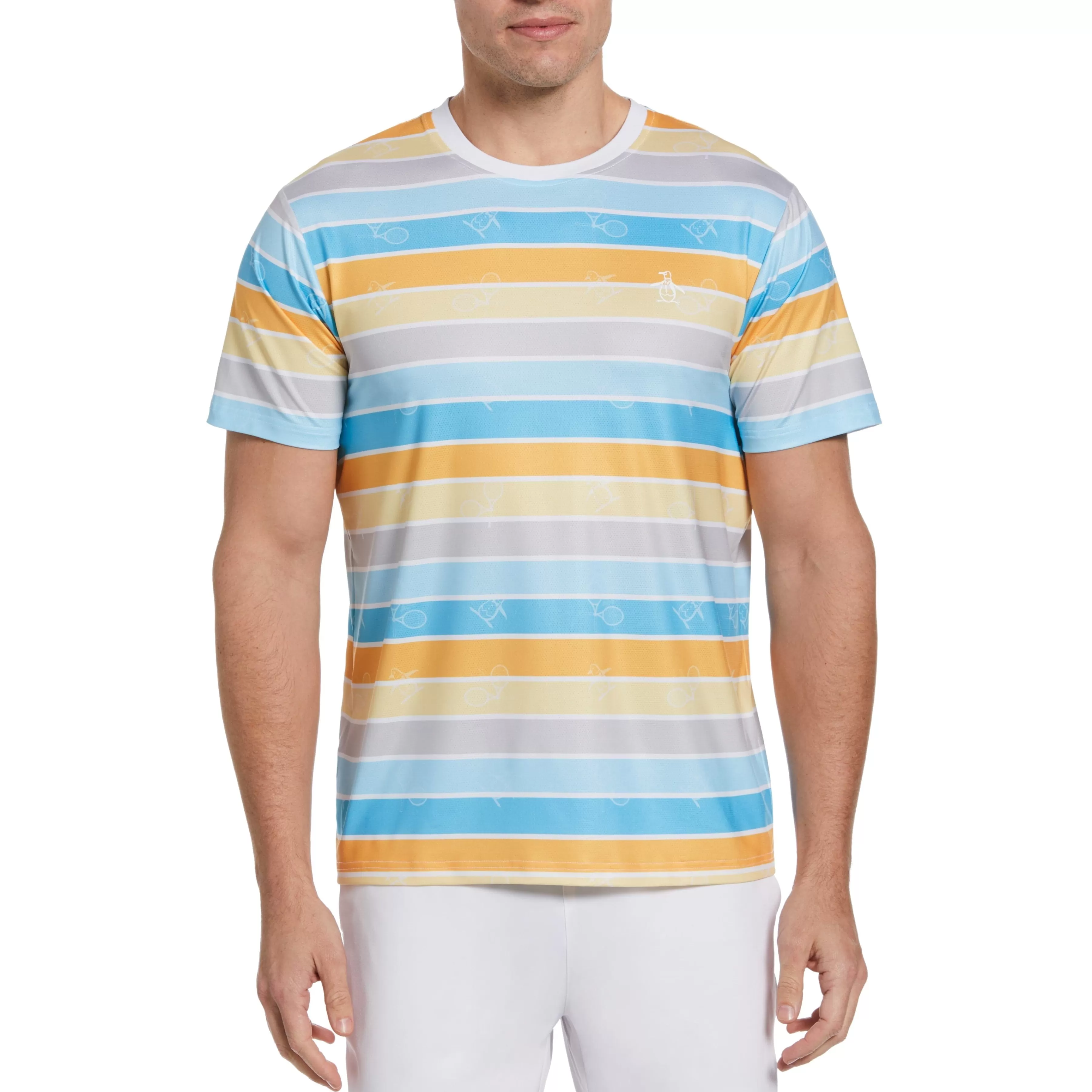 Fashion Performance Resort Stripe Tennis Tee Men Tees