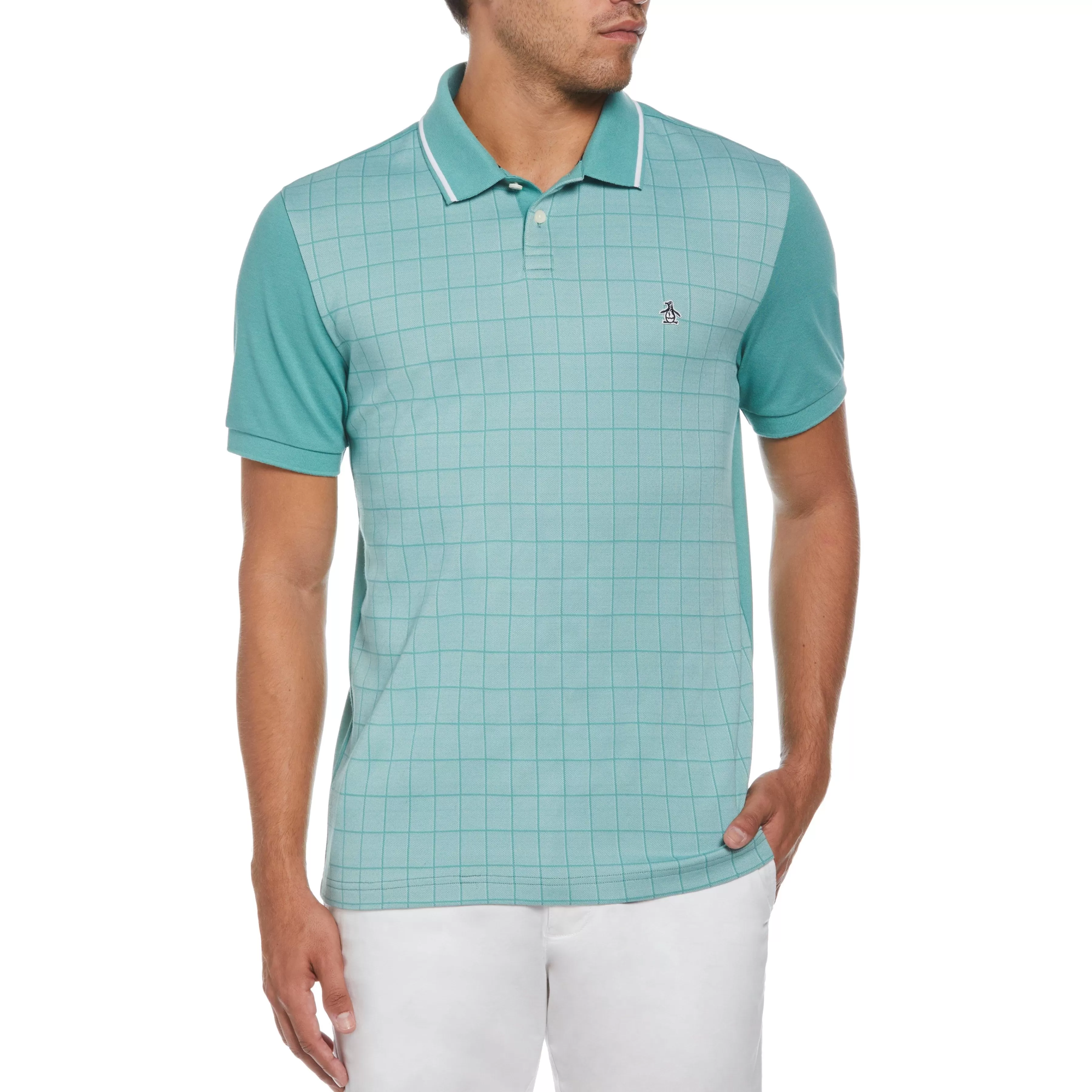 Sale Pique Jacquard Check Polo Men Polos