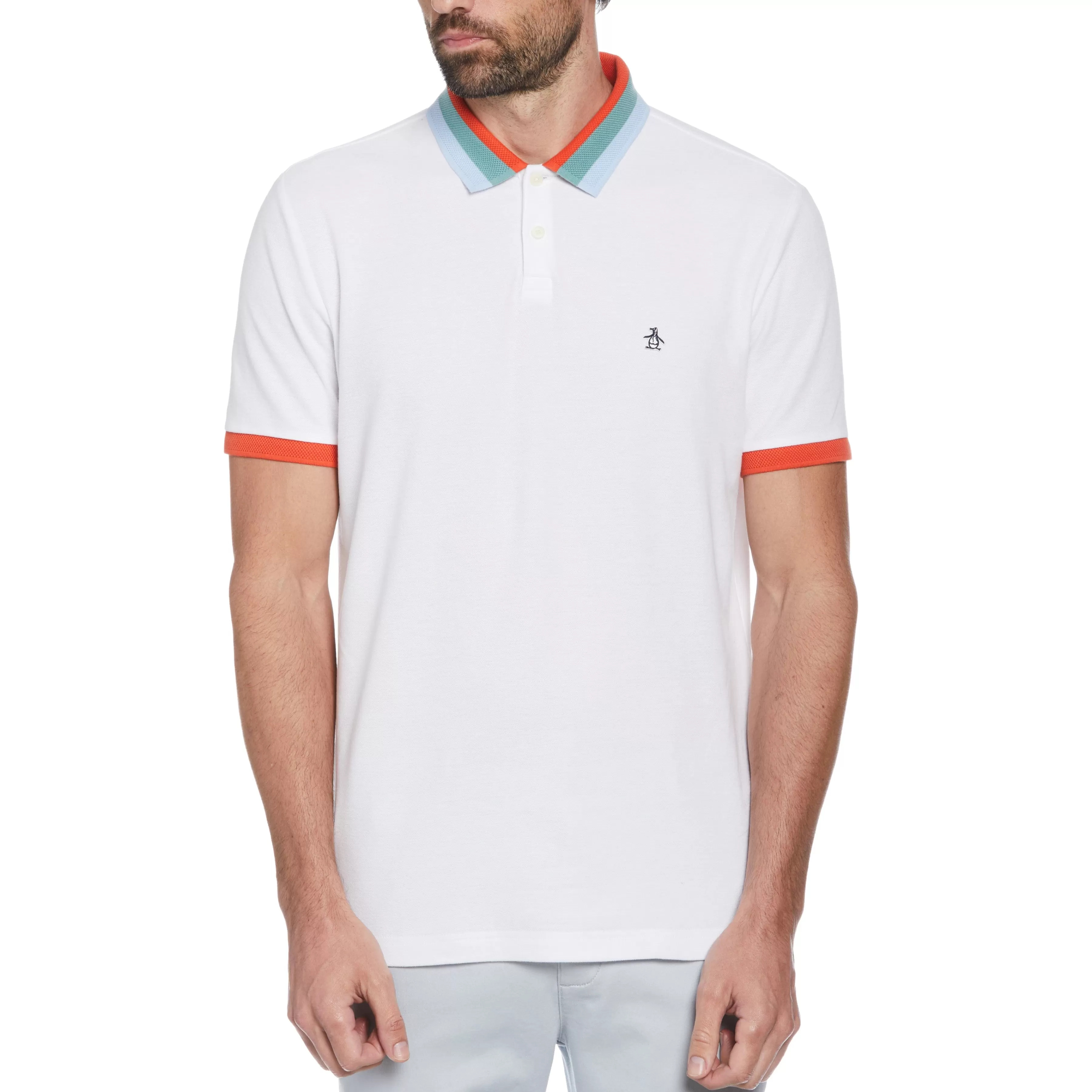 Best Pique Striped Tip Collar Polo Men Polos
