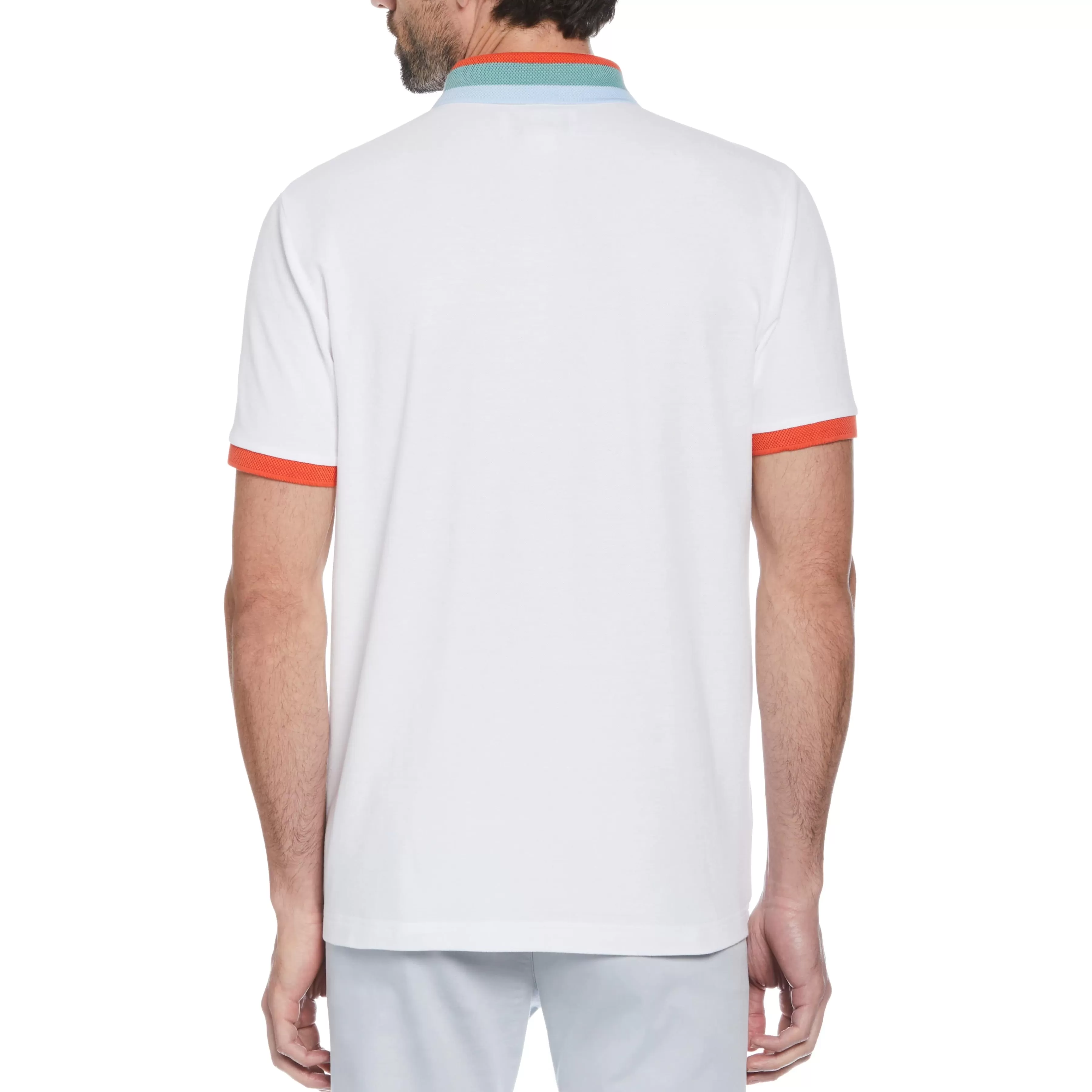 Best Pique Striped Tip Collar Polo Men Polos