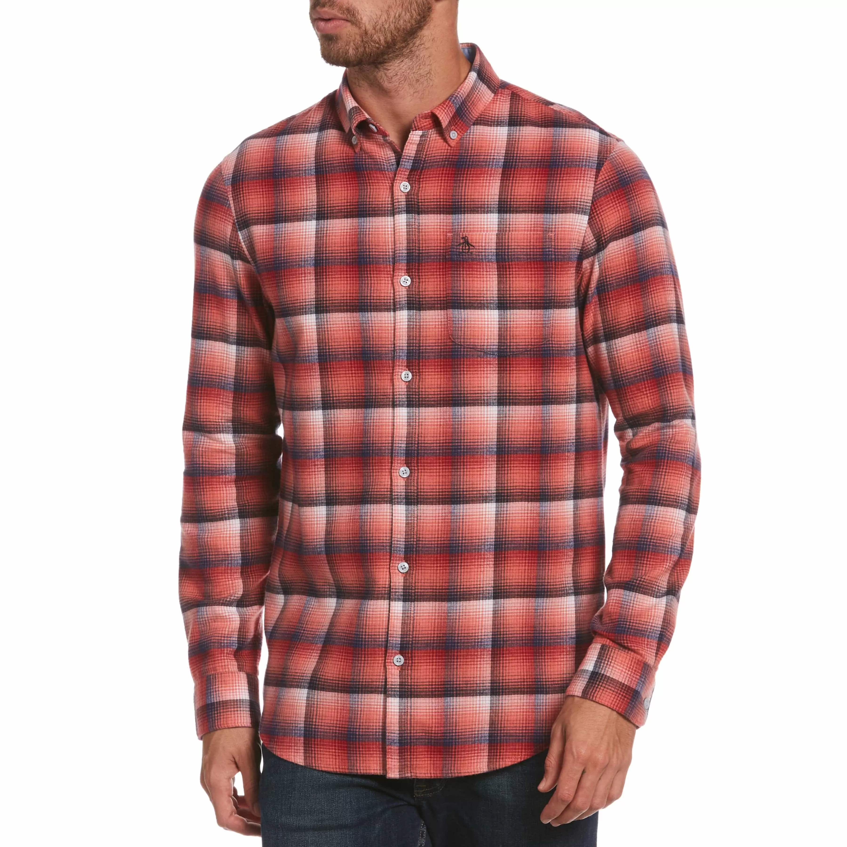 Online Plaid Herringbone Shirt Men Shirts