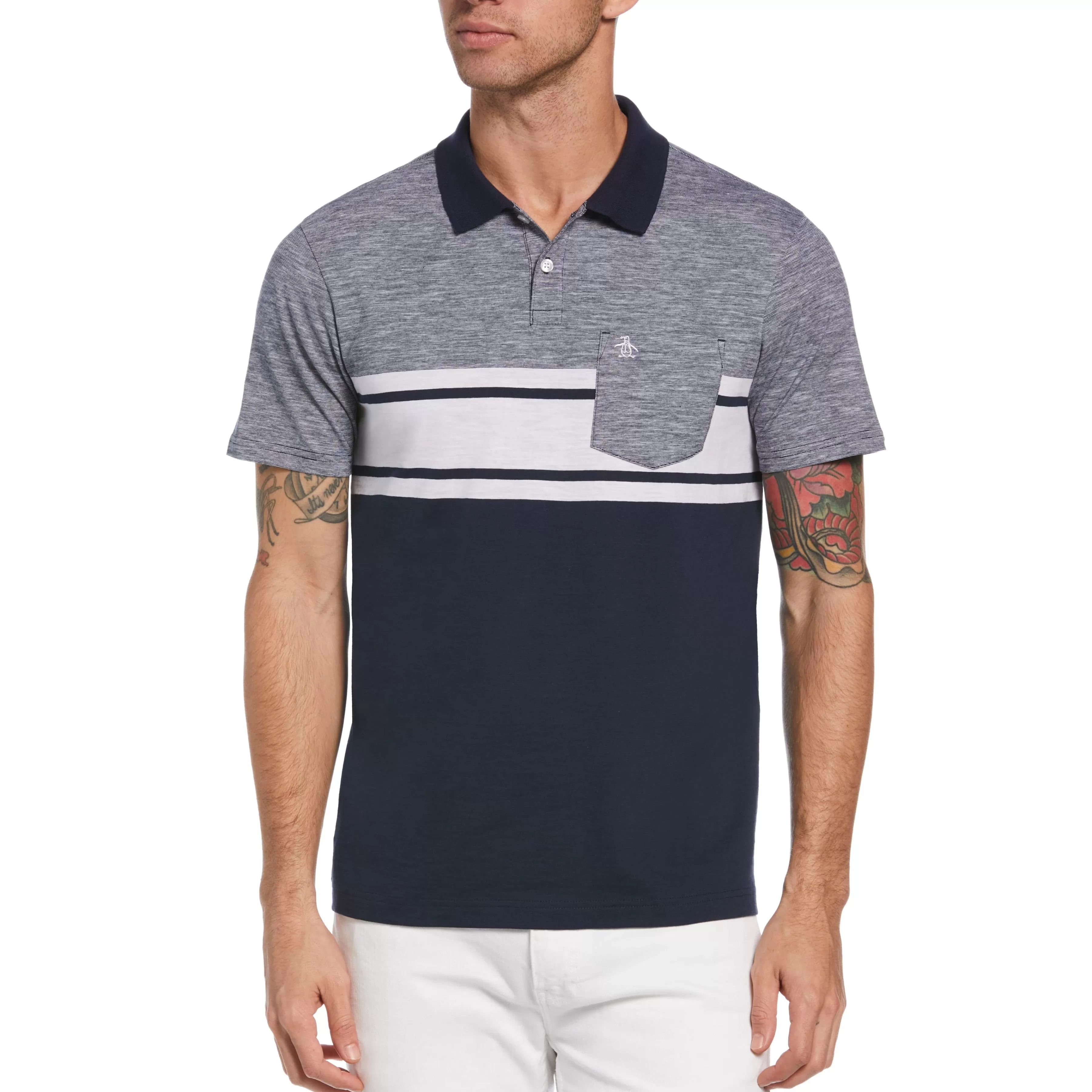 Outlet Pocket Stripe Polo Men Polos