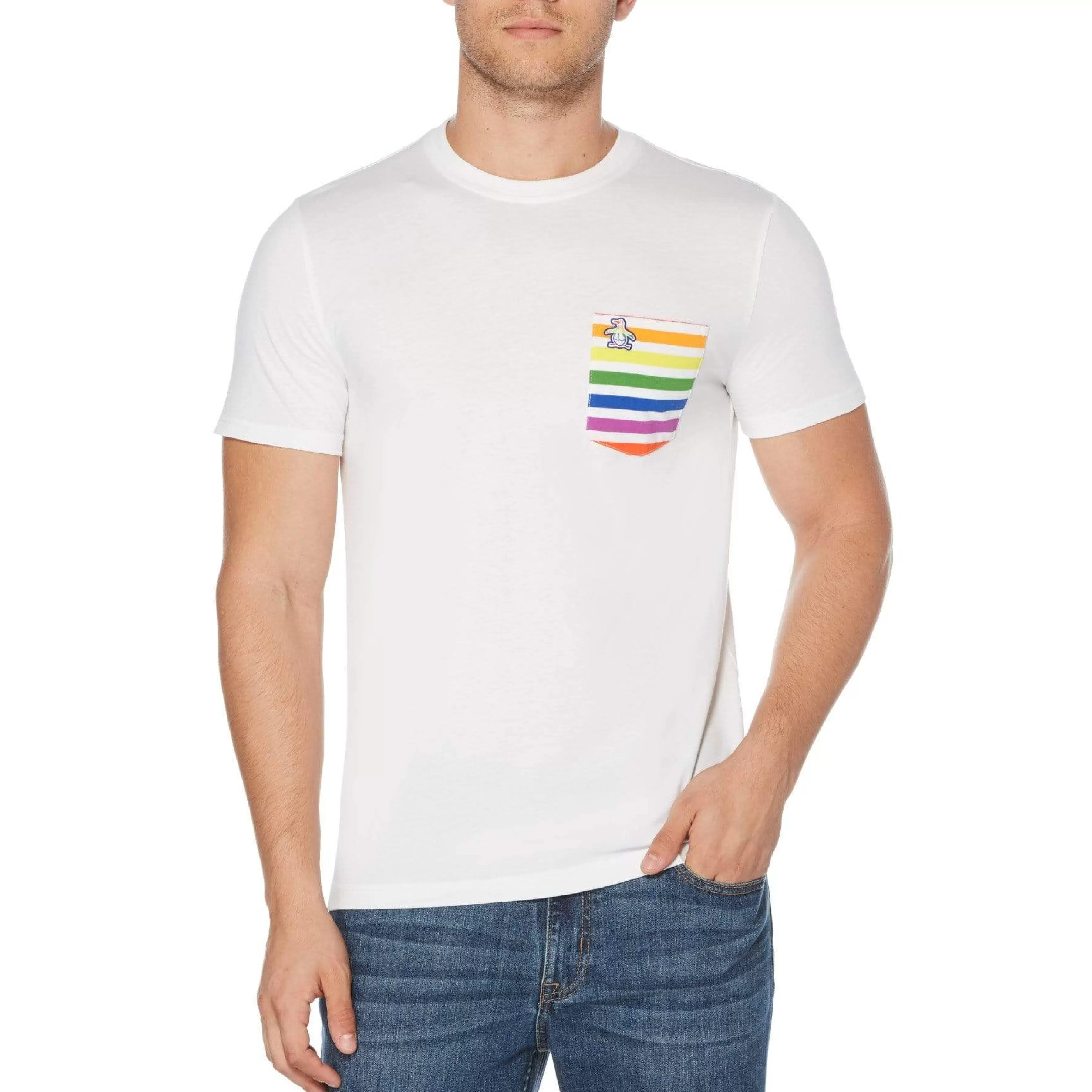 Outlet Pride Rainbow Stripe Pocket T-Shirt Men Tees