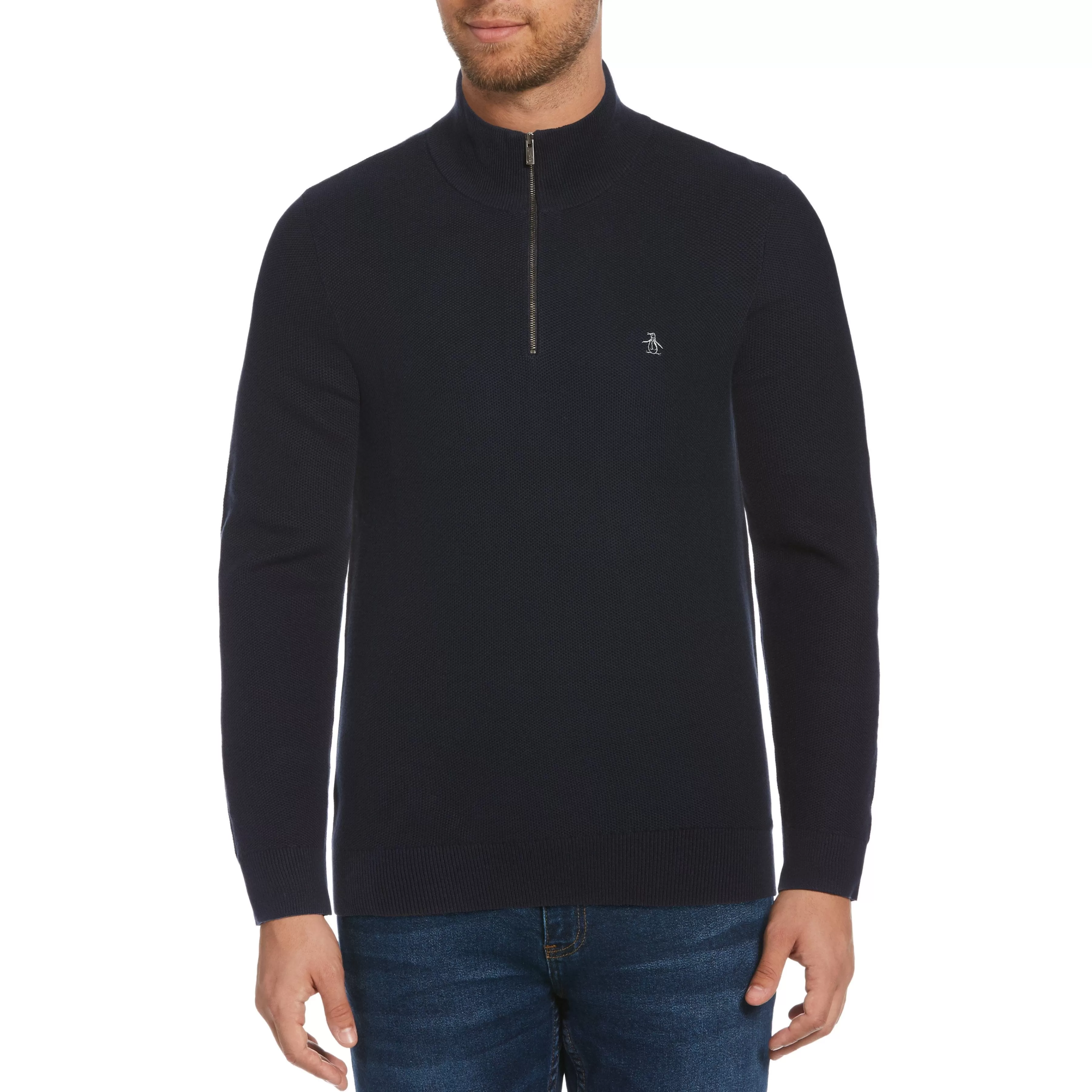 Shop Quarter Zip Tuck Stitch Sweater Men Sweaters