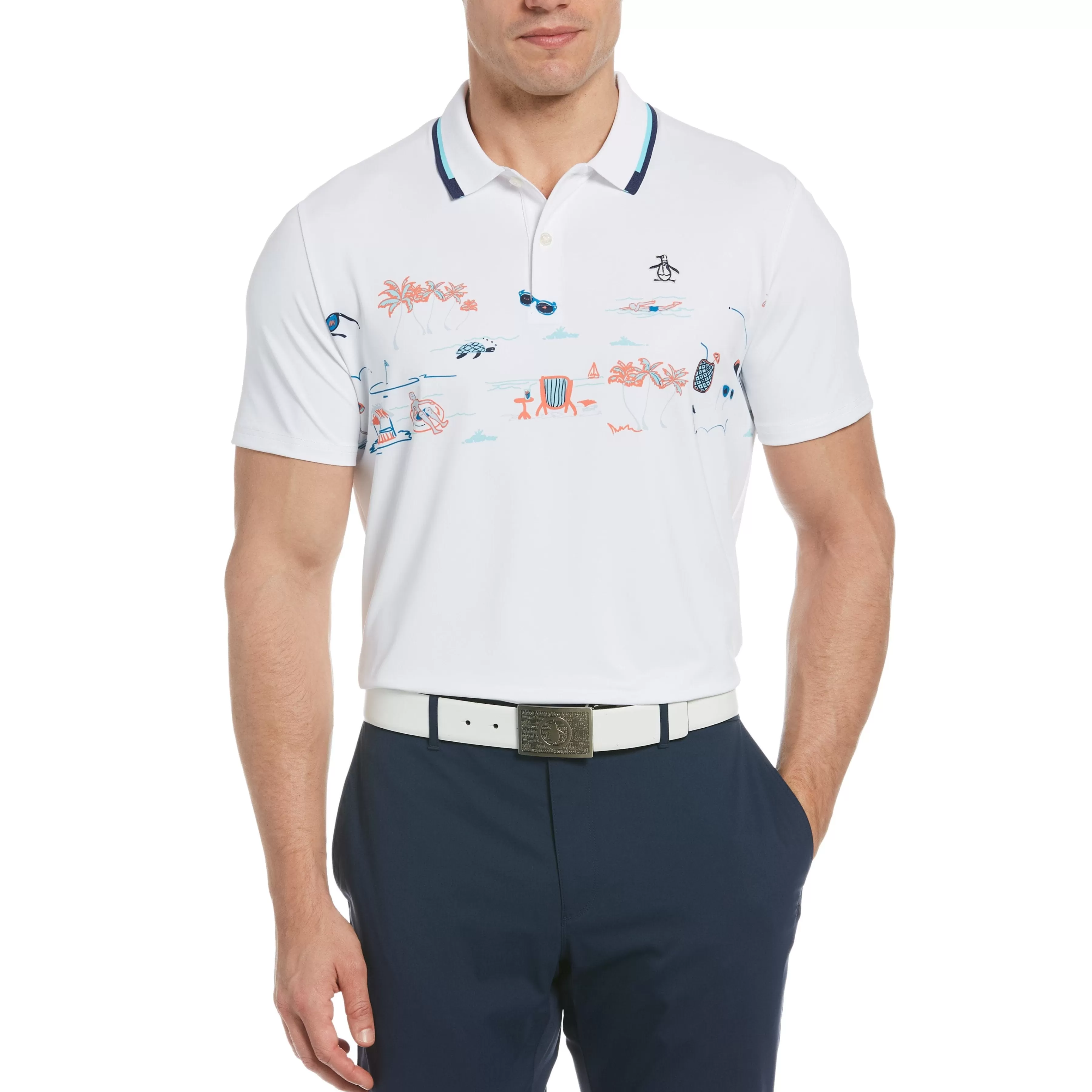 Clearance Resort Chest Print Golf Polo Men Polos