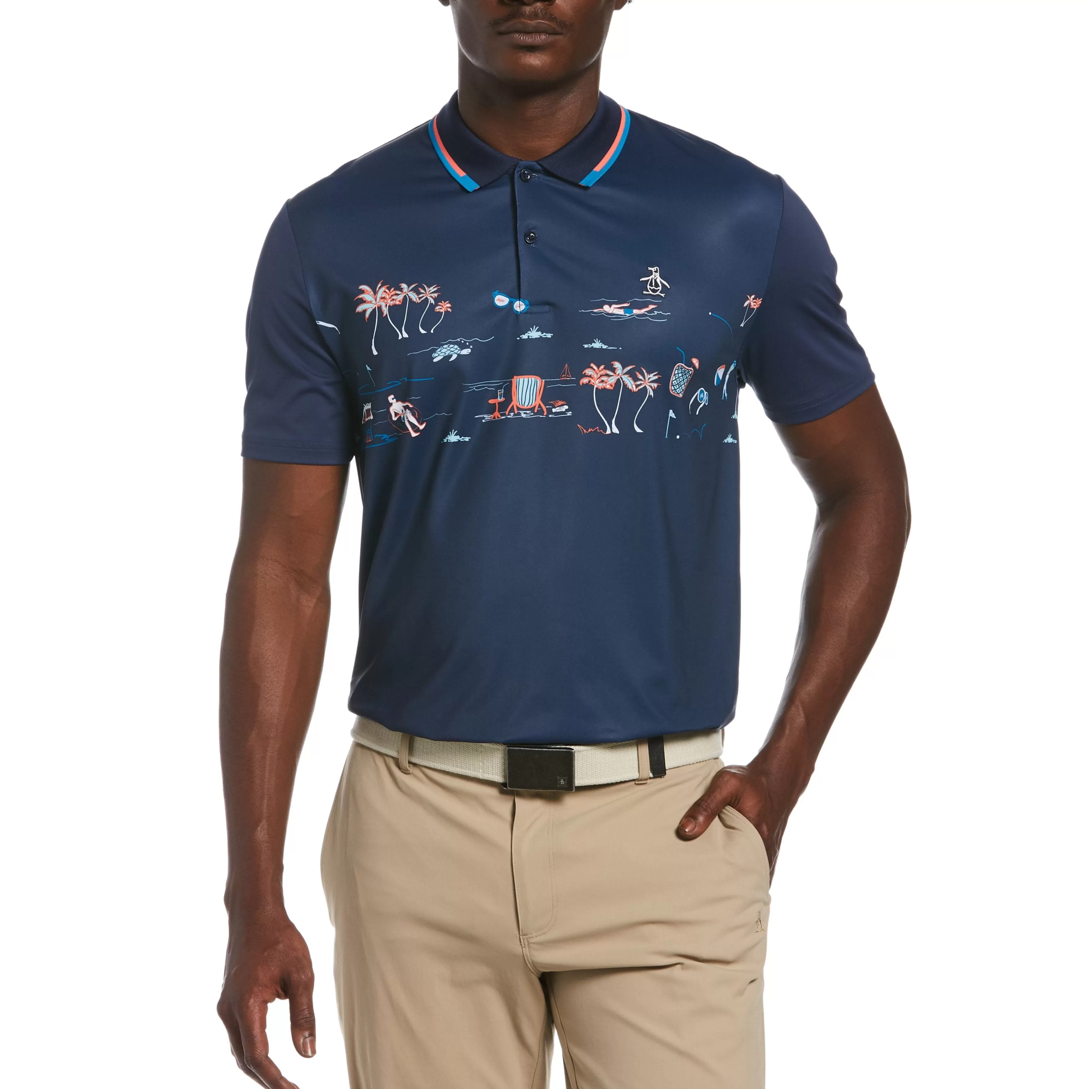 Discount Resort Chest Print Golf Polo Men Polos