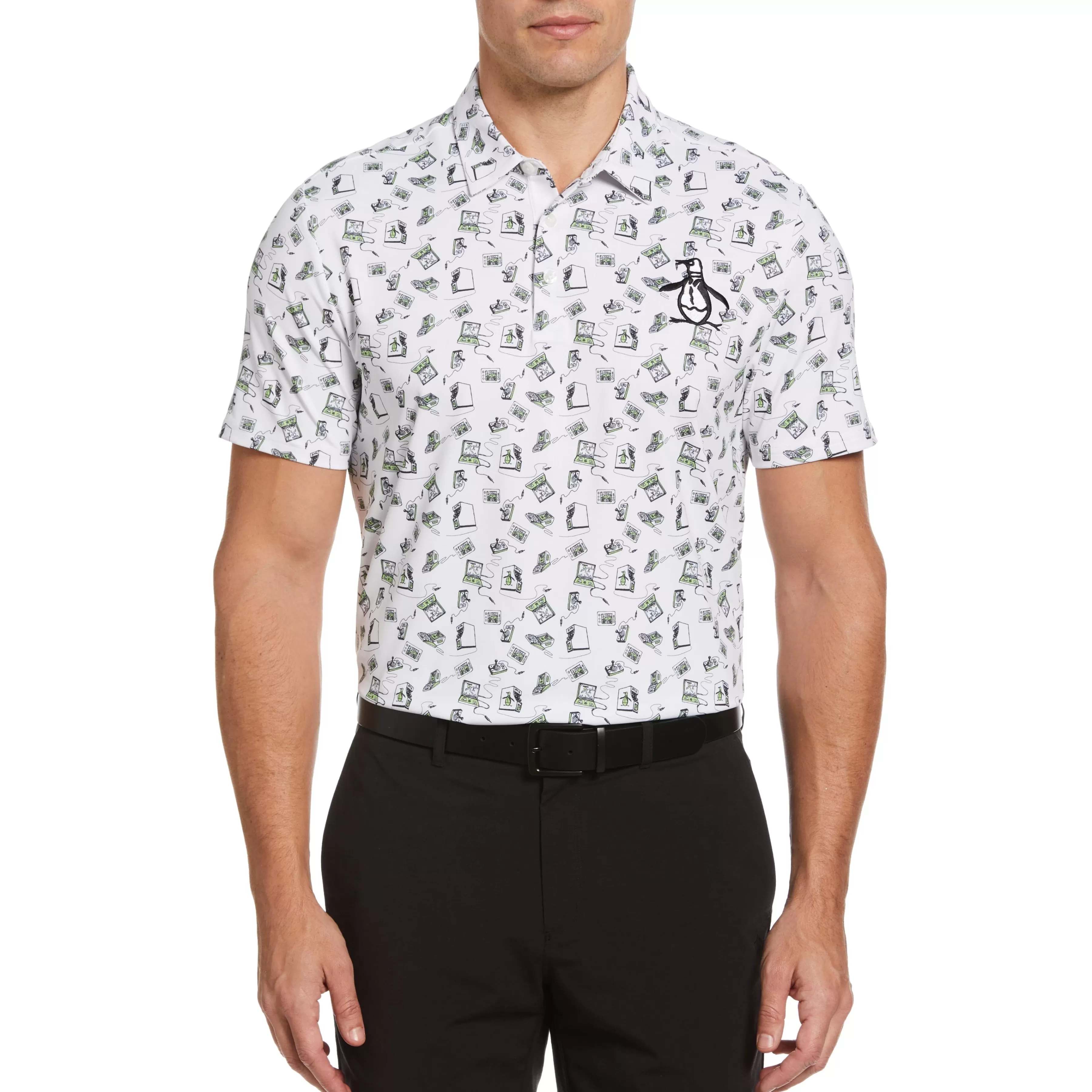 Outlet Retro Arcade Print Golf Polo Men Polos