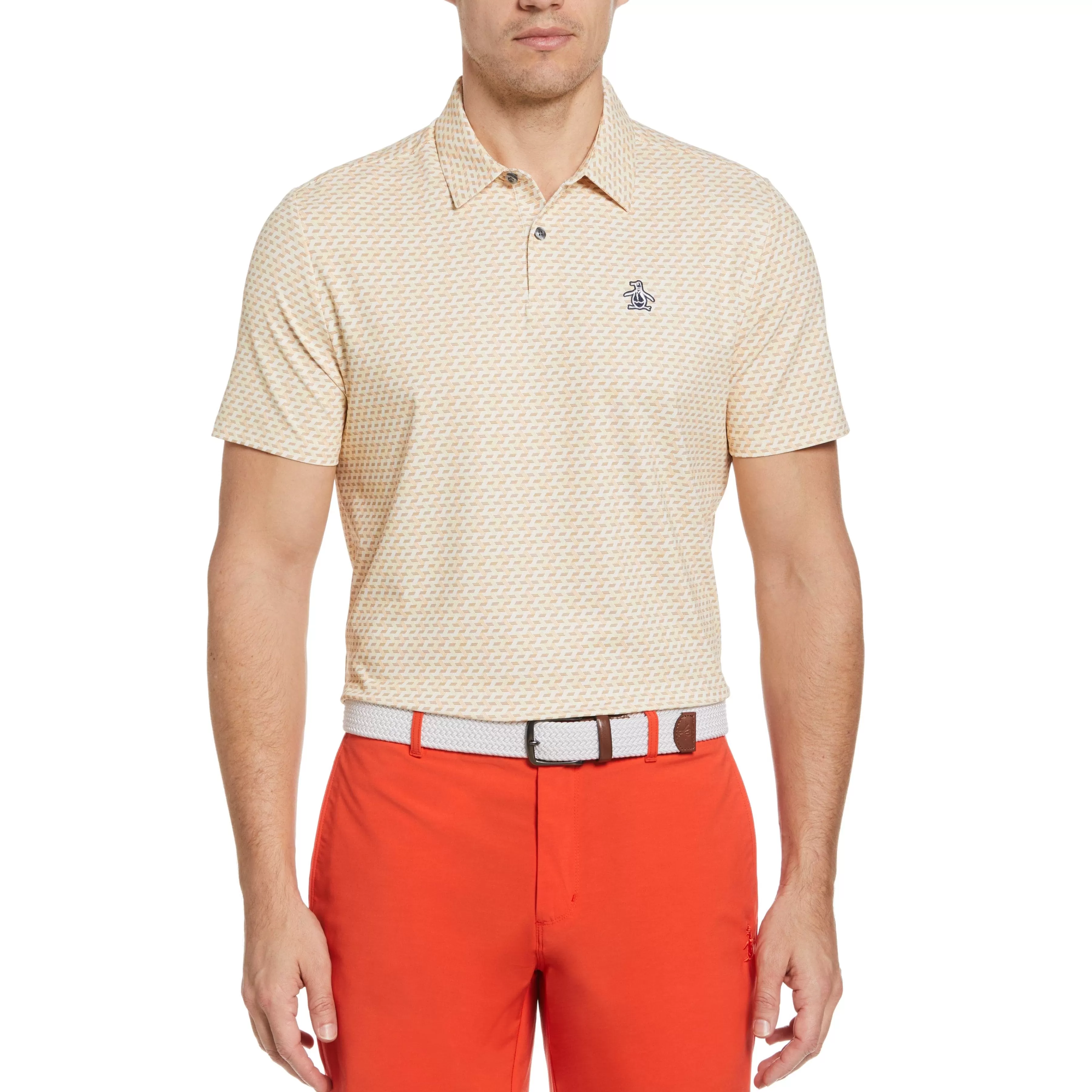 Clearance Retro Wave Pattern Print Golf Polo Men Polos