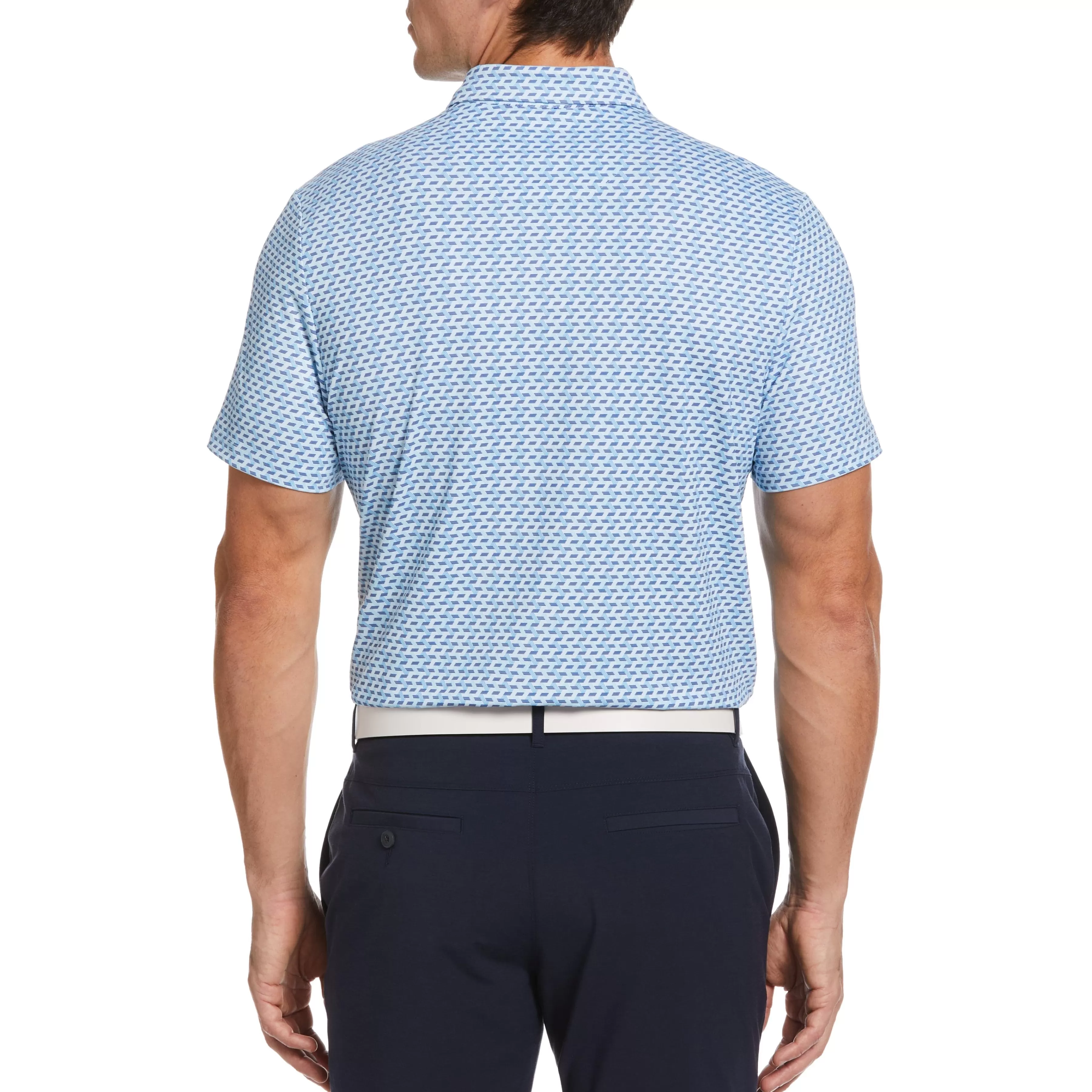 New Retro Wave Pattern Print Golf Polo Men Polos