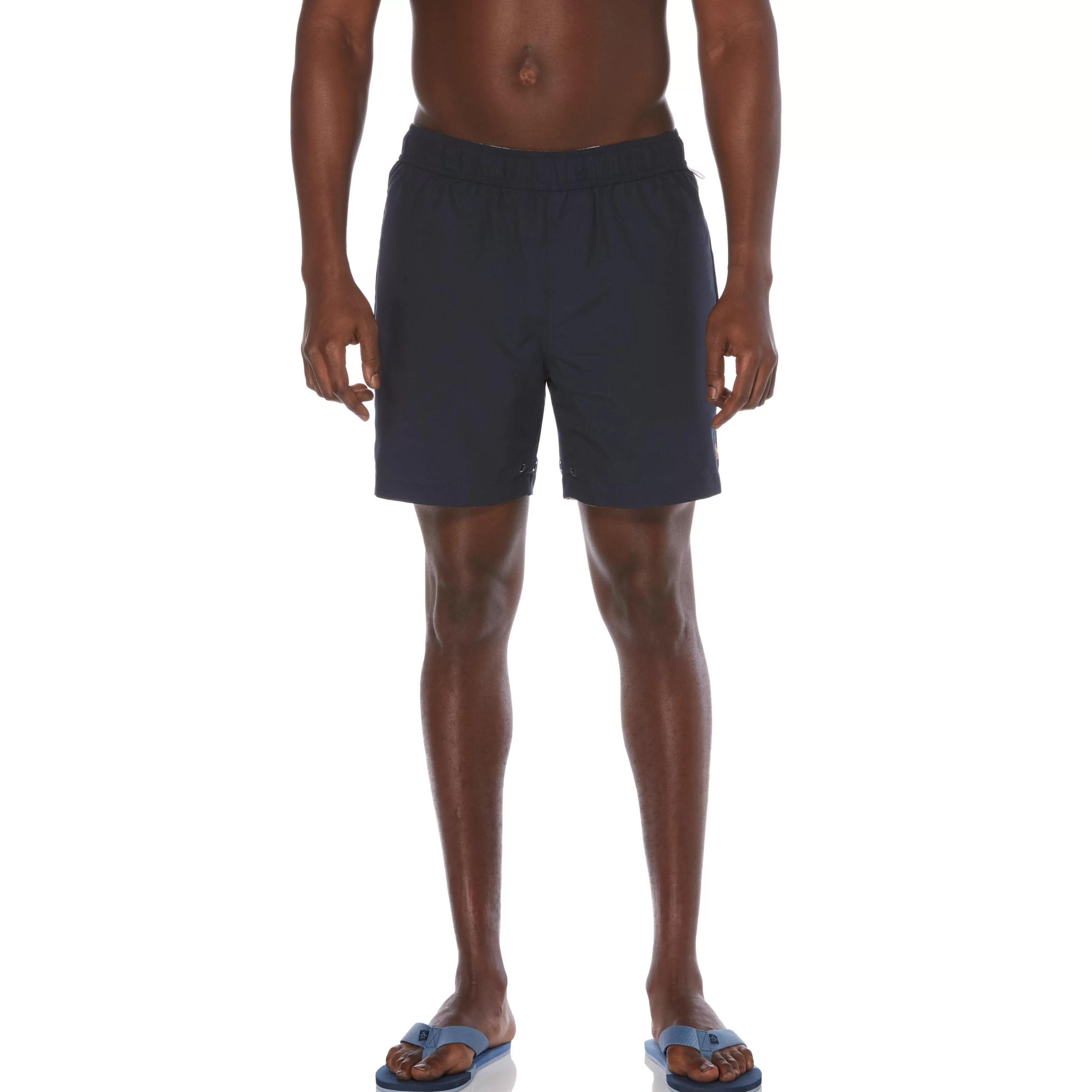 Cheap Reversible Orange Print Swim Short Men Swim