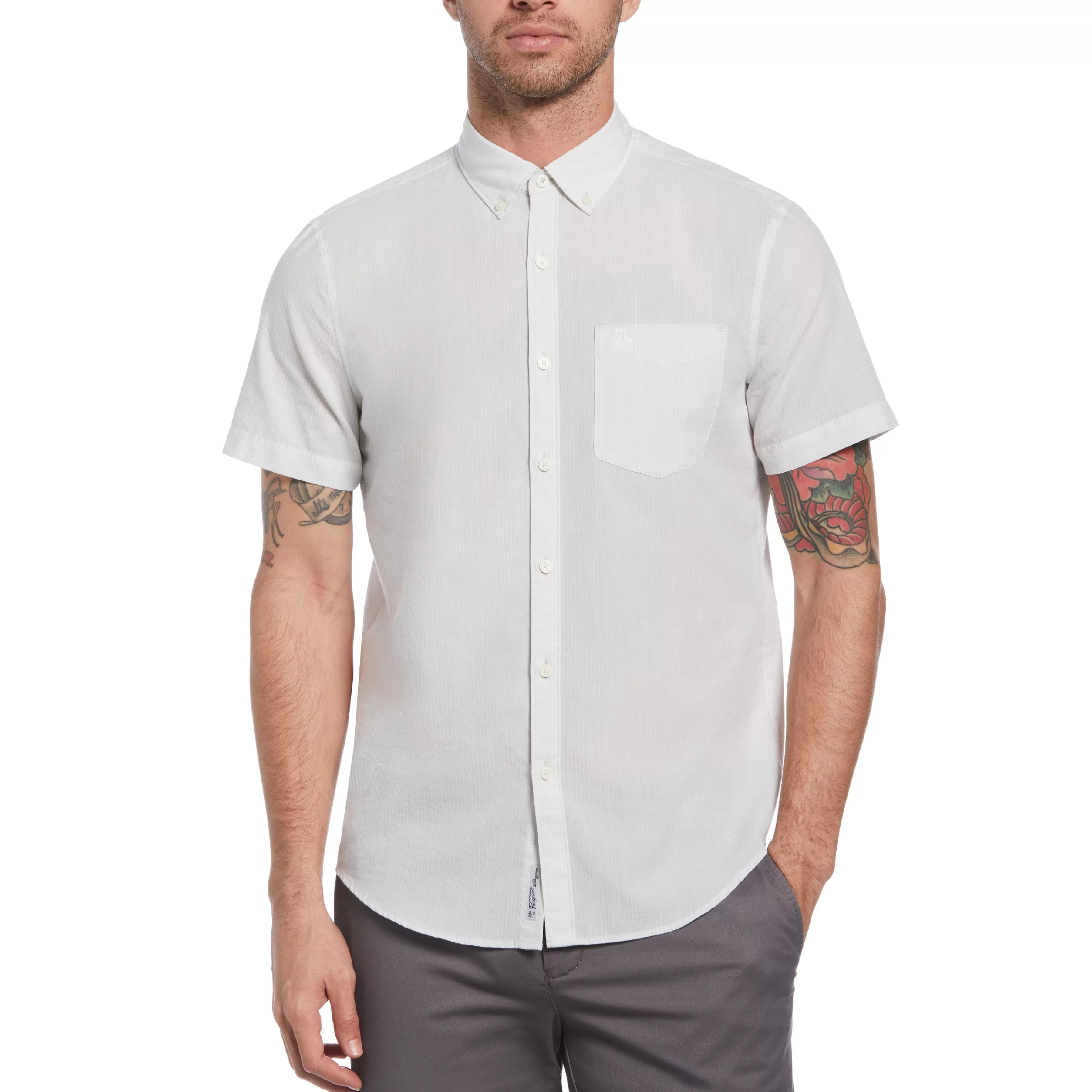 Fashion Seersucker Shirt Men Shirts