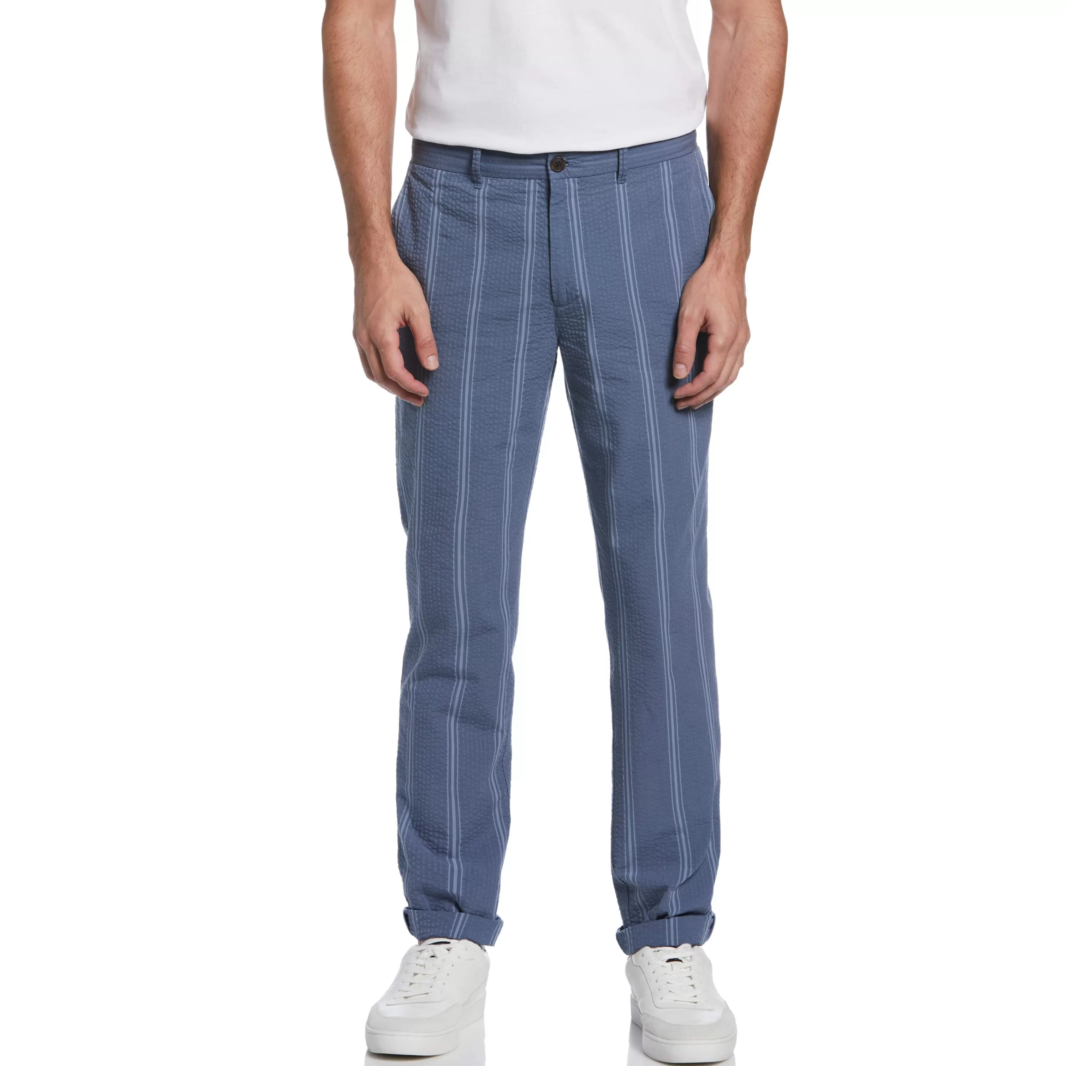 Cheap Seersucker Stripe Flat Front Pant Men Pants