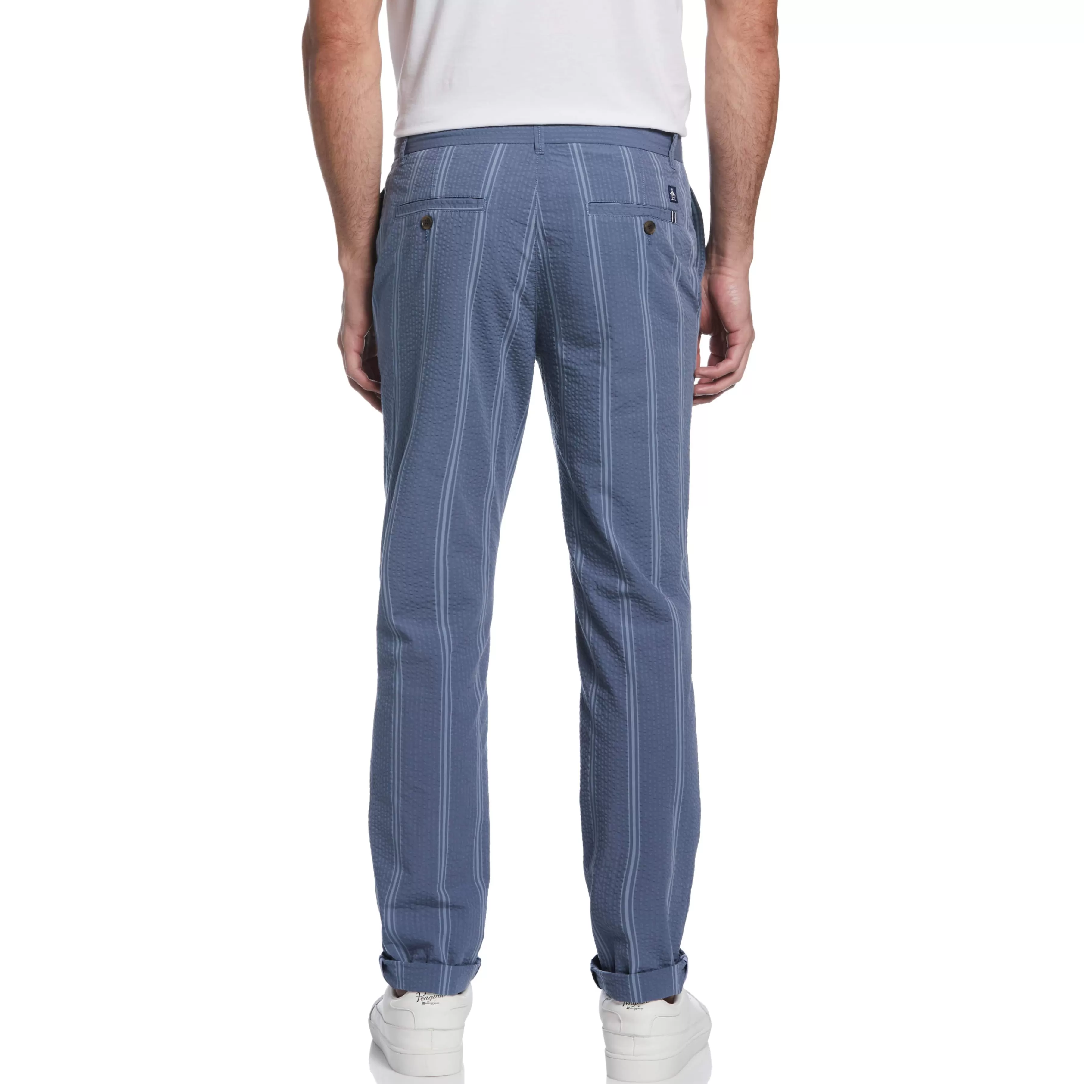 Cheap Seersucker Stripe Flat Front Pant Men Pants