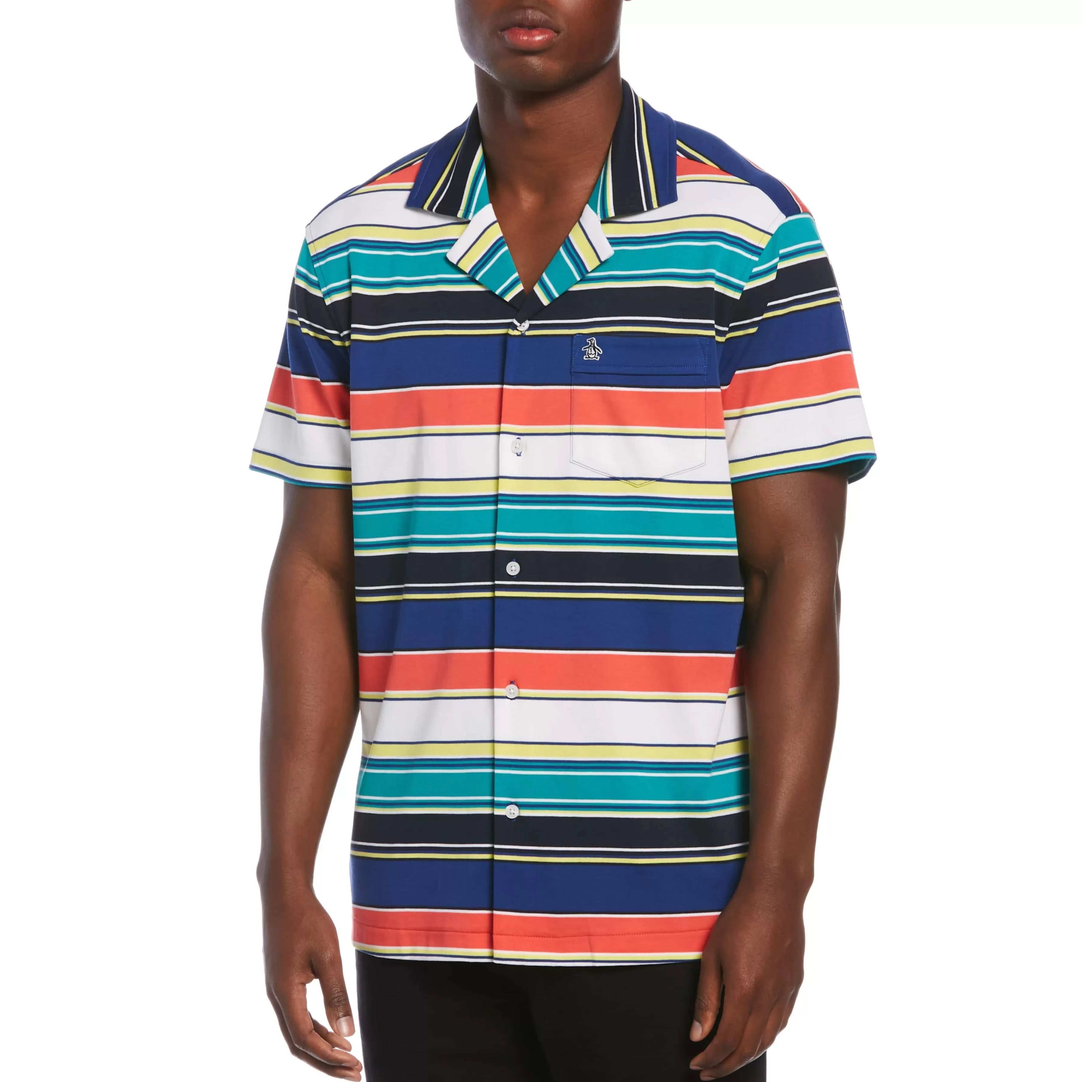 New Serape Print Camp Collar Shirt Men Shirts