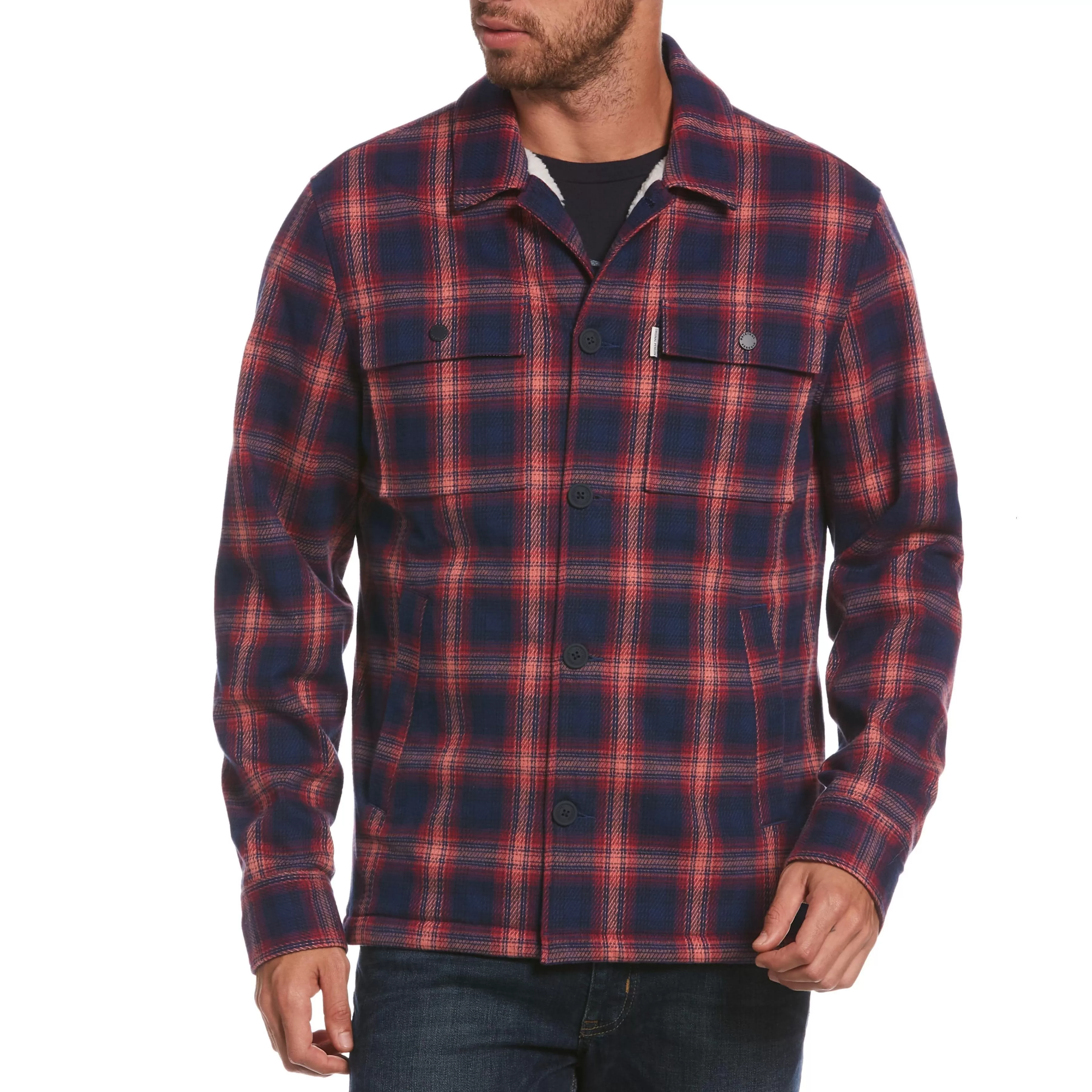 Fashion Sherpa-Lined Shirt Jacket Men Jackets & Vests