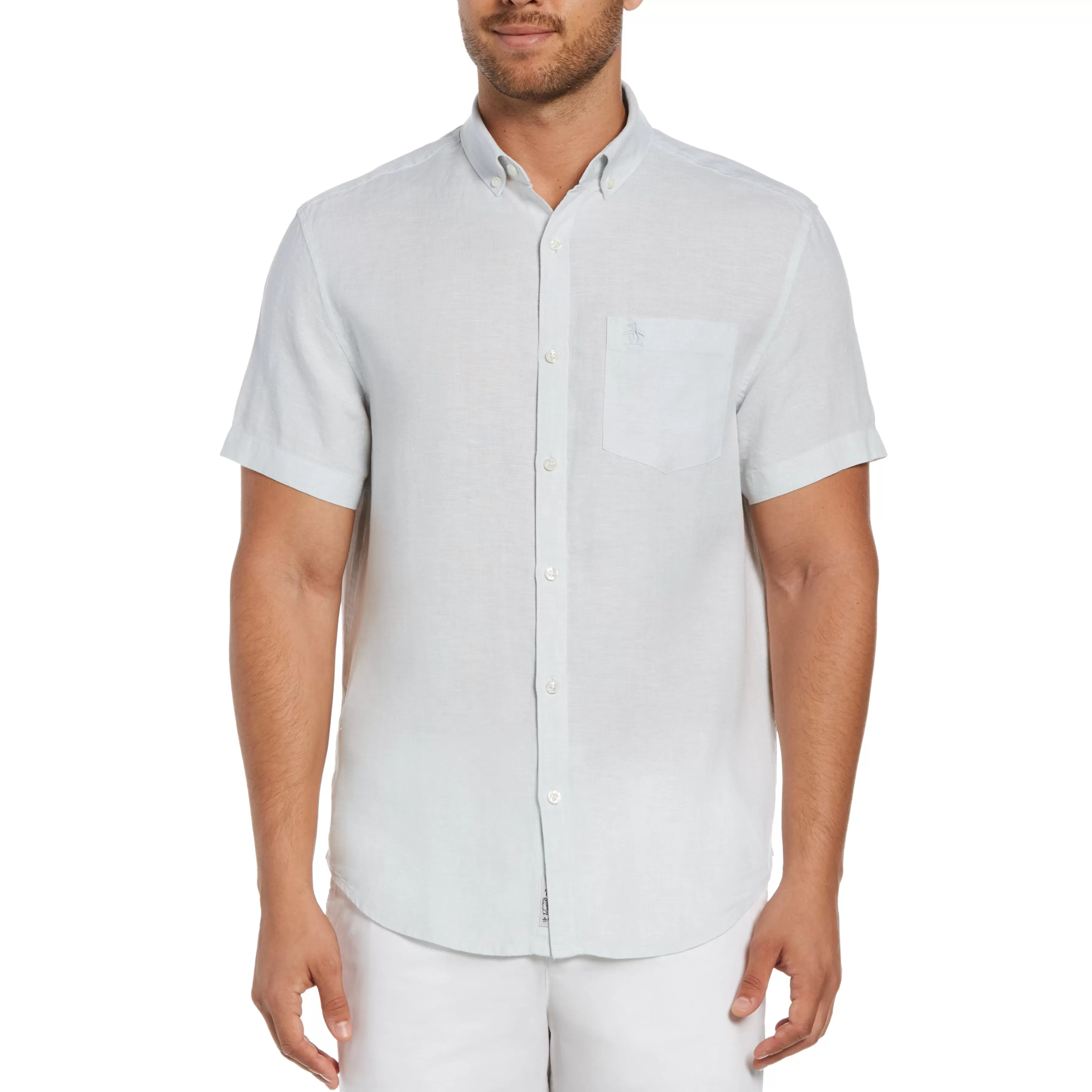 Hot Short Sleeve Washed Linen Shirt Men Shirts