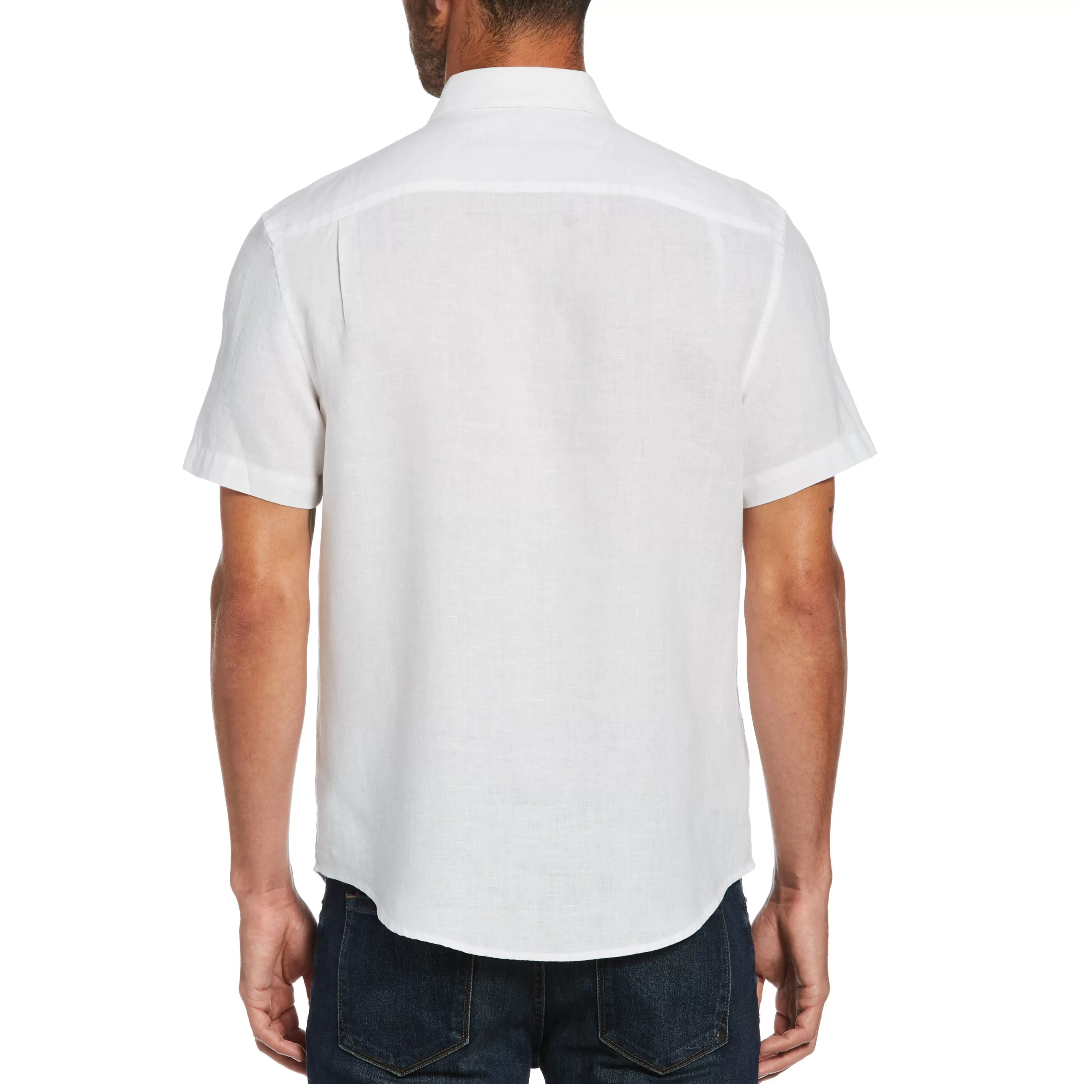 Outlet Short Sleeve Washed Linen Shirt Men Shirts