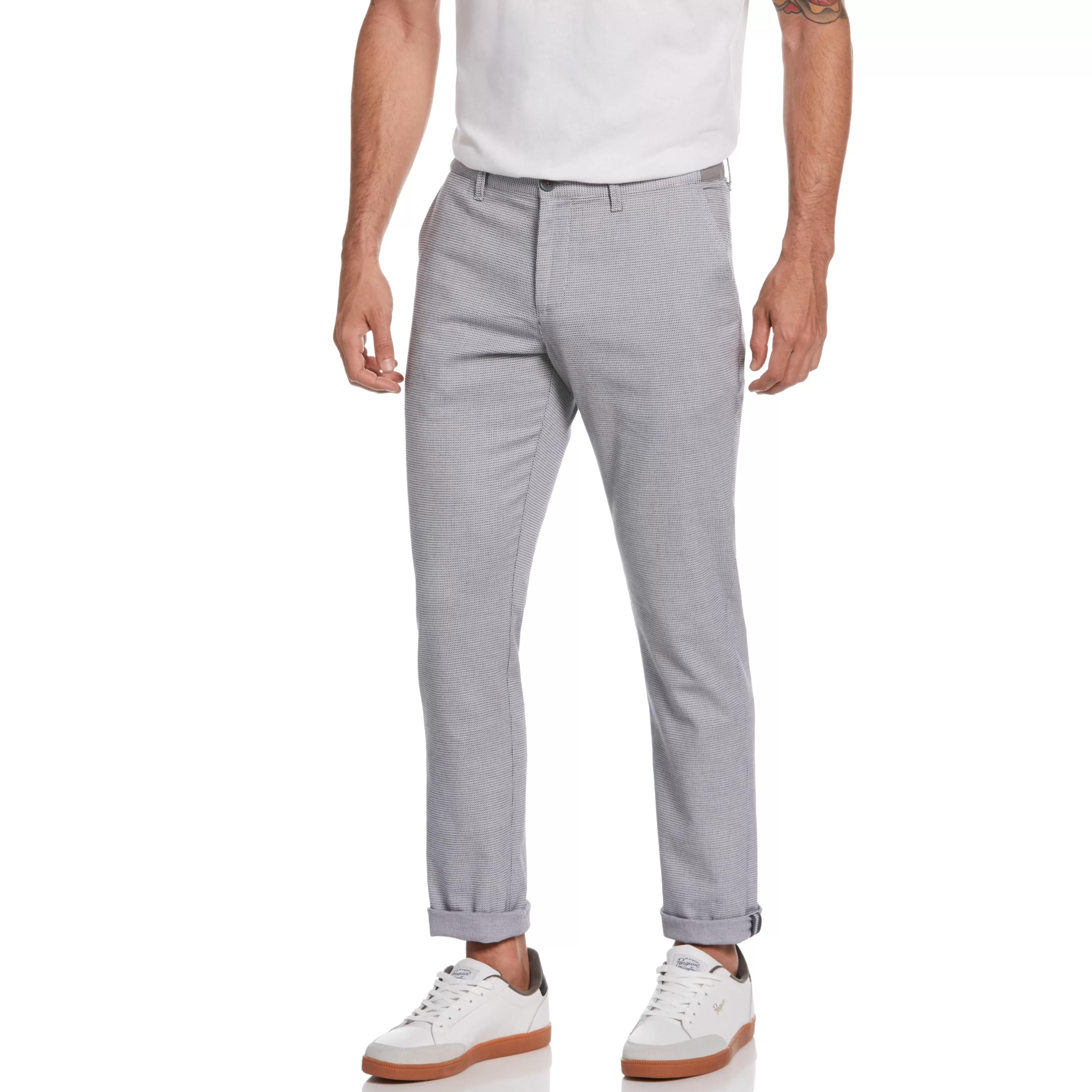 Sale Slim Fit Square Print Stretch Dress Pant Men Pants